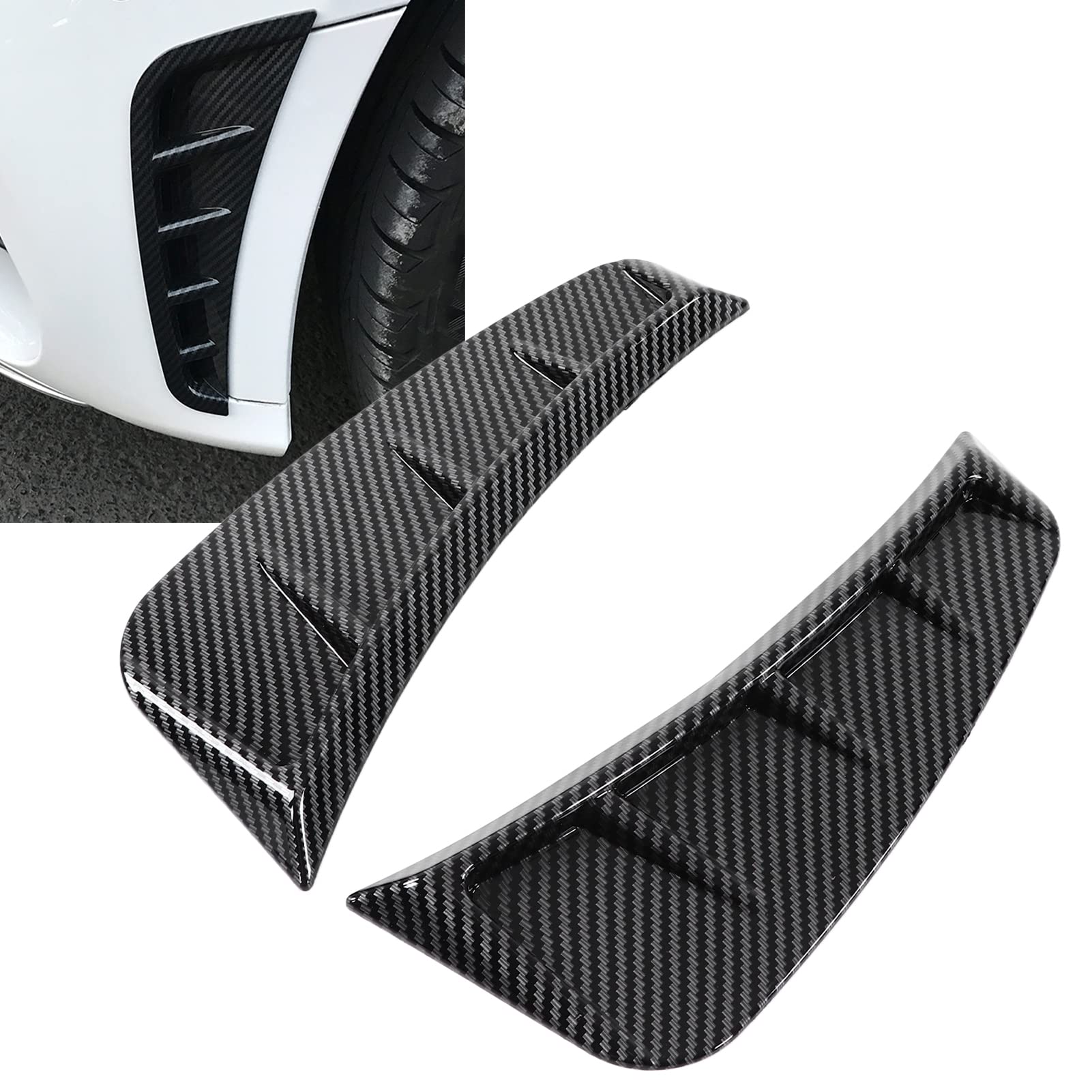 Universal Carbon Fiber Style Car Fender Air Vent Trim Cover - Front Bumper Side Air Vent Decoration (Pair) - Enhance Vehicle Appearance & Aerodynamics for Sports Cars, Tuners & Luxury Vehicles