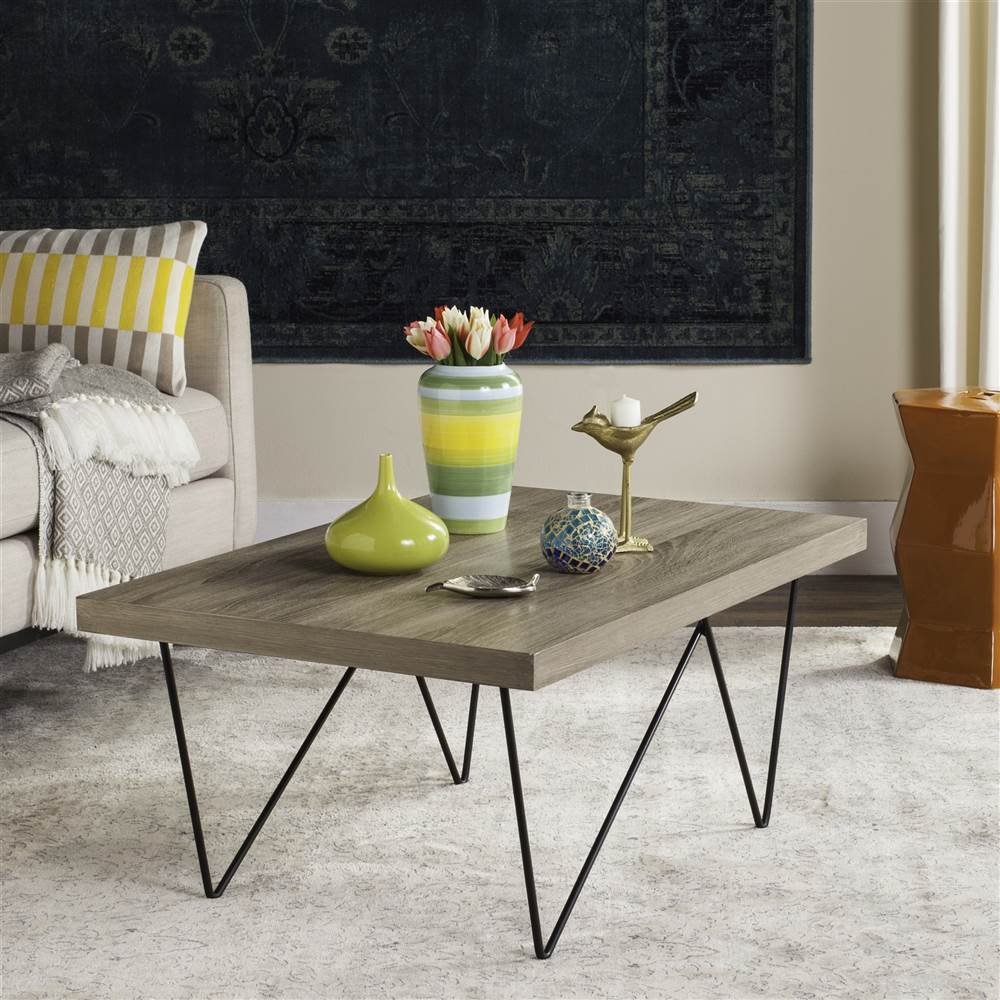 Safavieh Amos Modern Light Brown Rectangle Coffee Table - Stylish Living Room Furniture for Home Decor & Small Space
