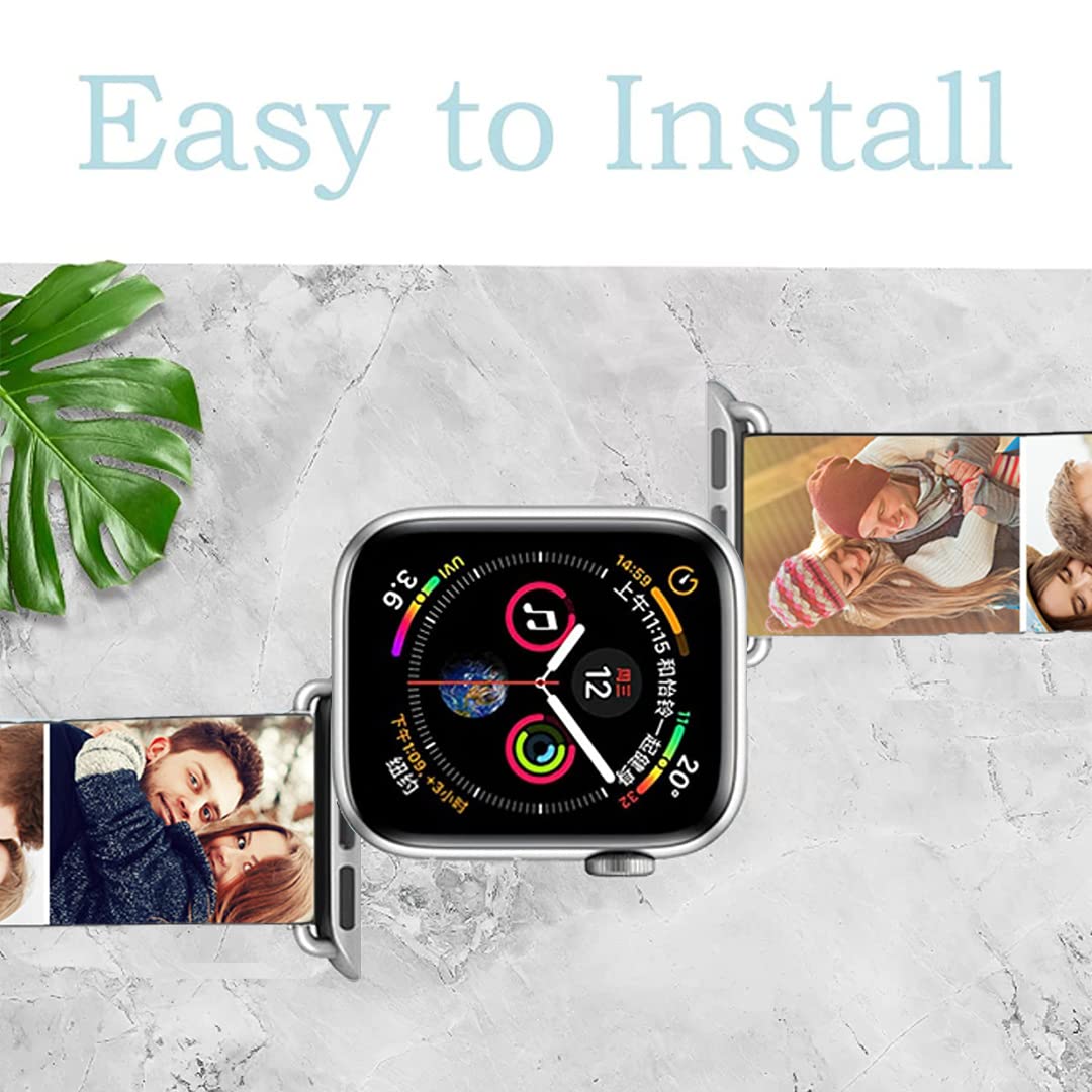 Custom Photo Apple Watch Bands 42mm 44mm 45mm - Personalized Silicone Sport Loop with Silver Buckle for iWatch Series - Perfect Gift for Men & Women - Gym, Running, Work & Everyday Wear