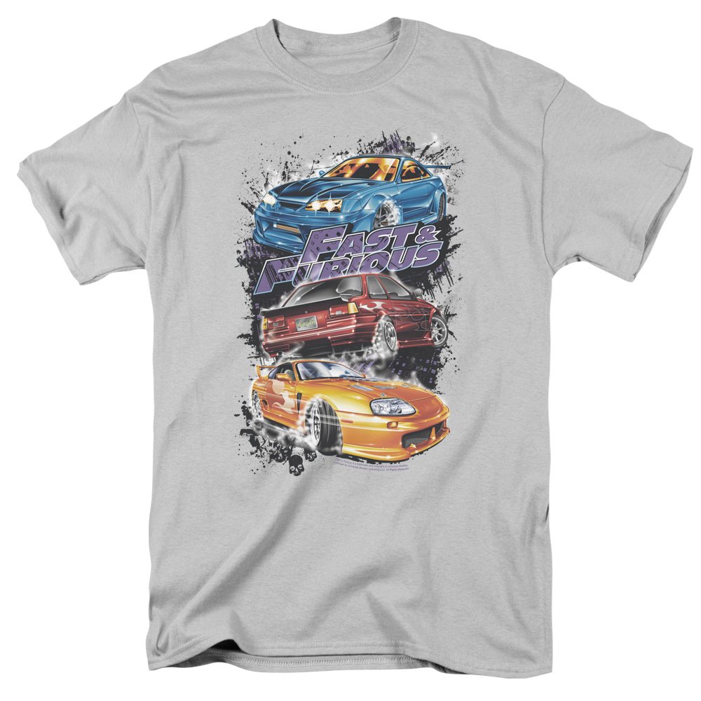 Fast and Furious Men's Smokin Street Cars Classic T-Shirt - Cool Graphic Tee for Movie Fans, Car Lovers & Casual Wear