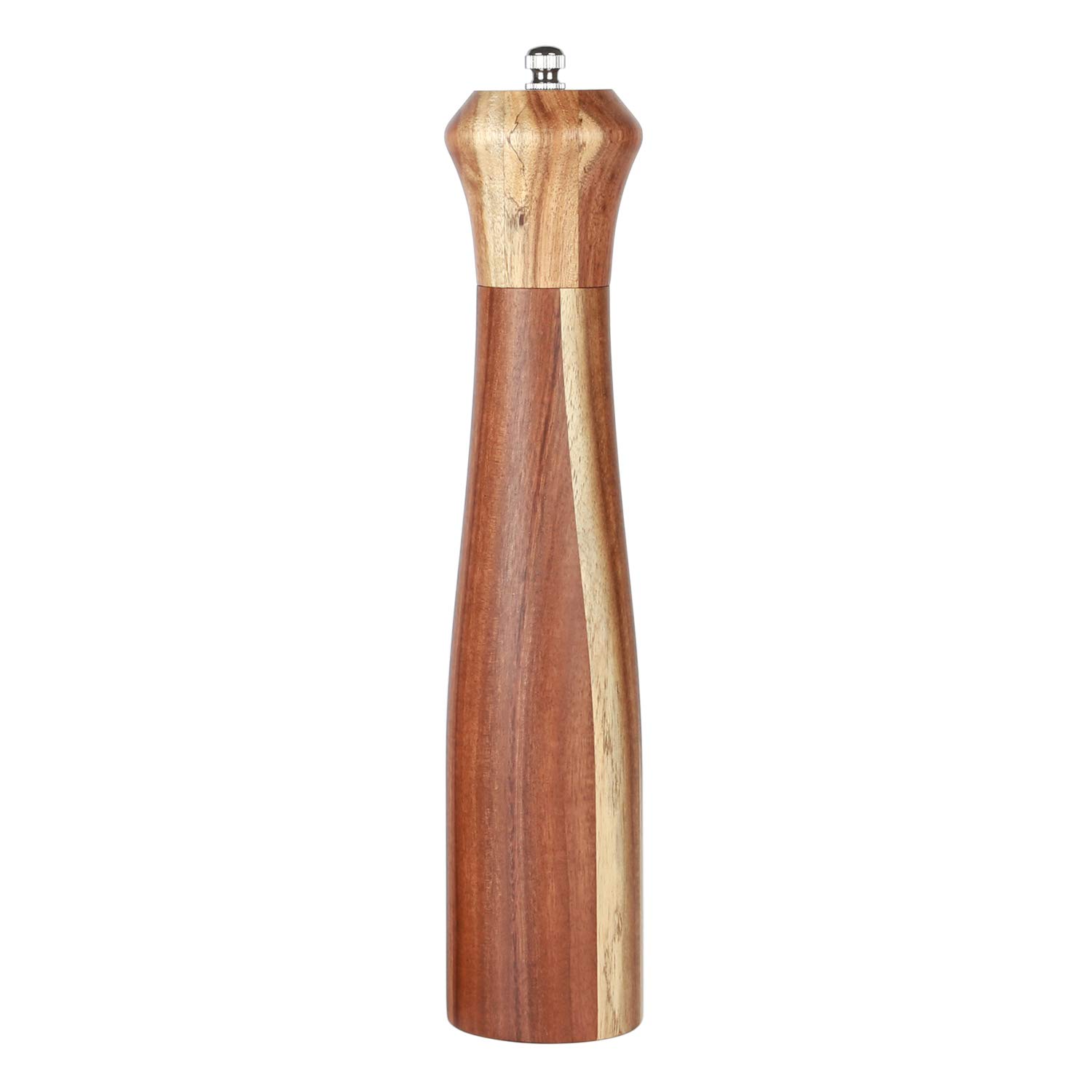 Premium Acacia Wood Pepper Grinder Mill - 10 Inch Refillable Manual Spice Grinder for Kitchen & Dining | Perfect for Freshly Ground Pepper, Salt & Spices | Ideal for Home Cooking, Restaurants & Gifting