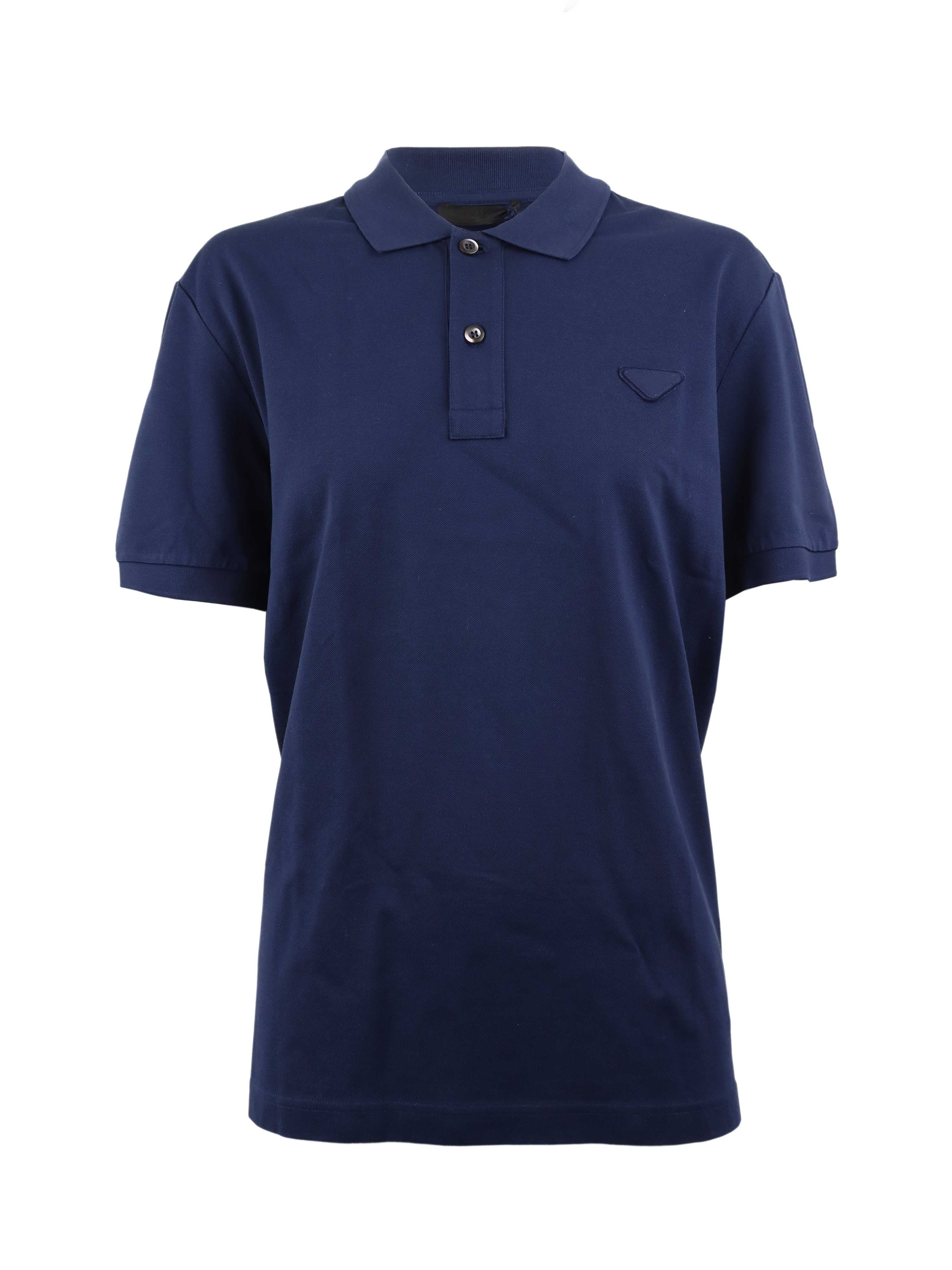 Prada Blue Pique Polo Shirt for Men - Luxury Cotton Short Sleeve Casual Shirt | Perfect for Business Casual, Golf, and Summer Outfits