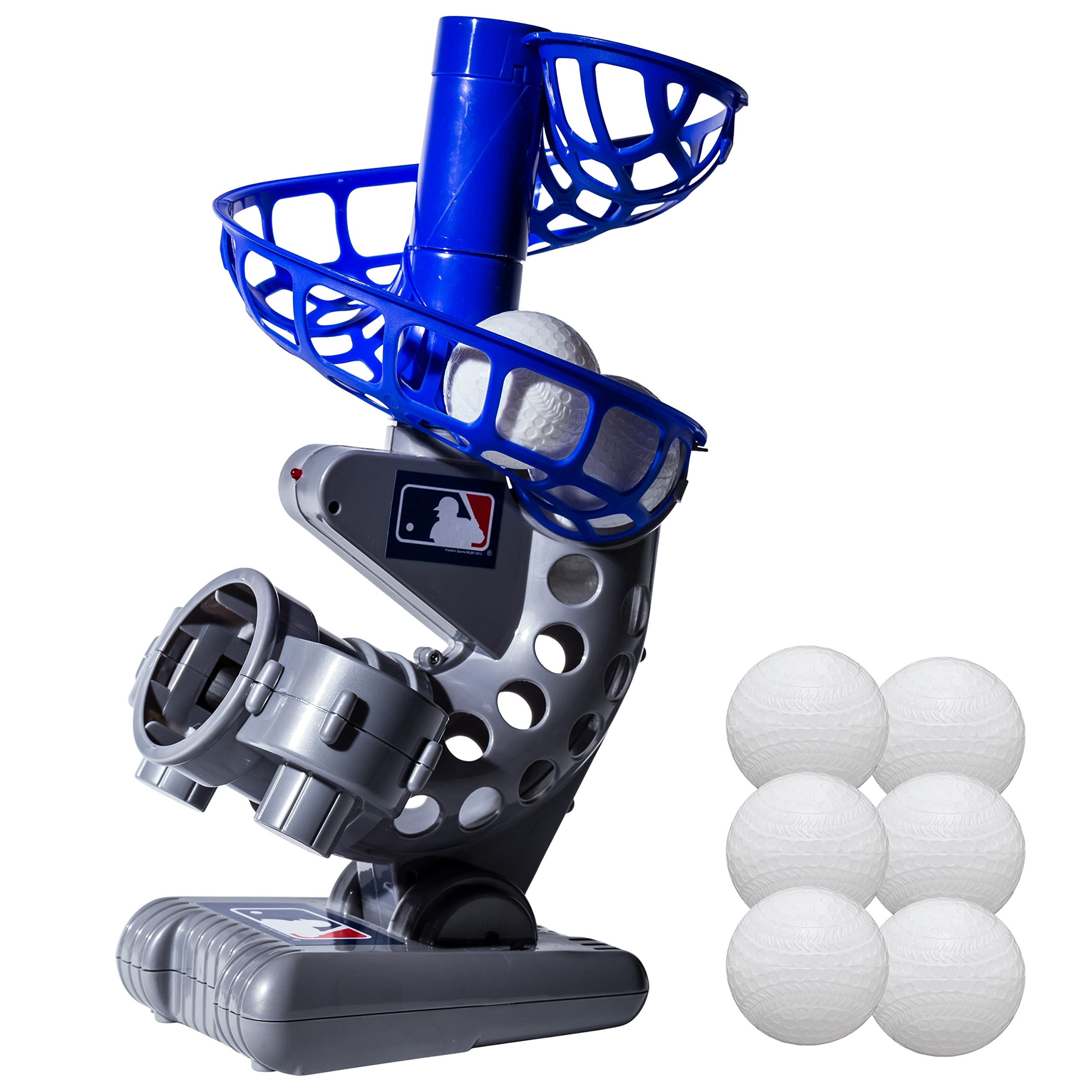 Franklin Sports MLB Kids Electronic Baseball Pitching Machine - Automatic Youth Baseball Trainer with 6 Plastic Balls - Perfect for Backyard Practice, Batting Training & Baseball Drills for Kids Ages 3+