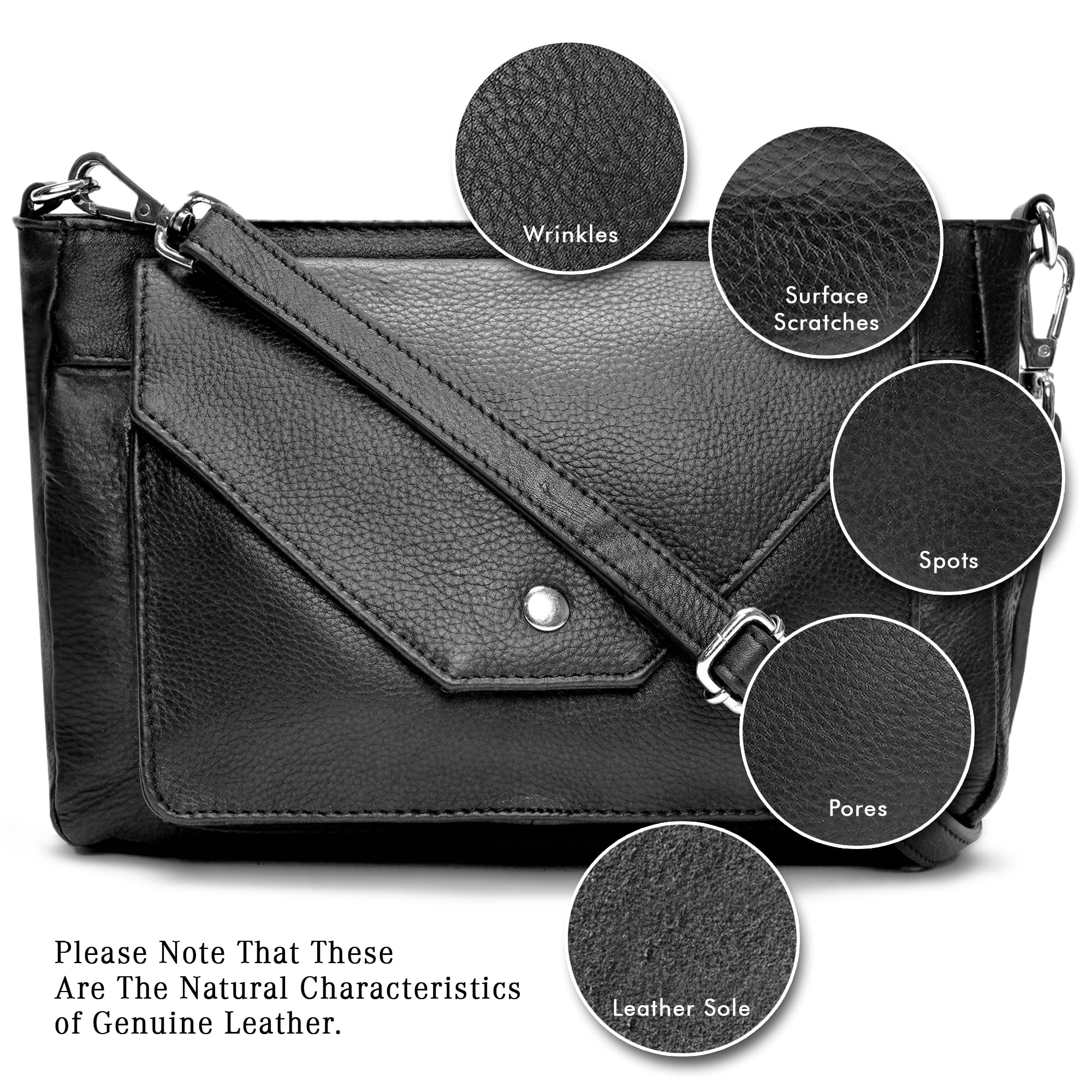 LUXEORIA Women's Leather Crossbody Bag - Small Travel Purse with Card Pockets | Perfect for Daily Use & Travel