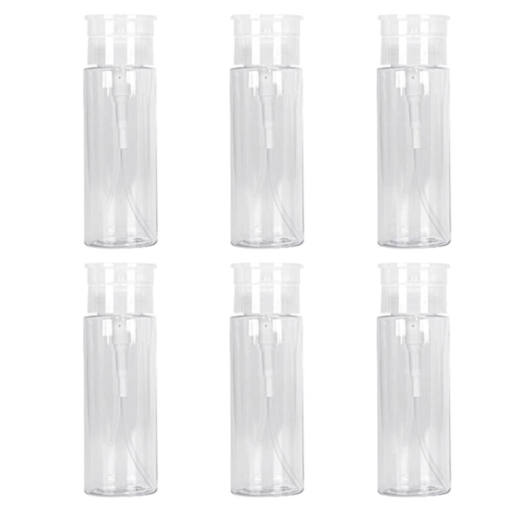 SOLUSTRE 6-Pack Refillable Pump Dispenser Bottles for Shampoo, Hand Soap, Lotion & Liquid - Empty Push Down Cosmetic Containers with Foaming Pump - Perfect for Bathroom, Salon, Travel & Pet Care