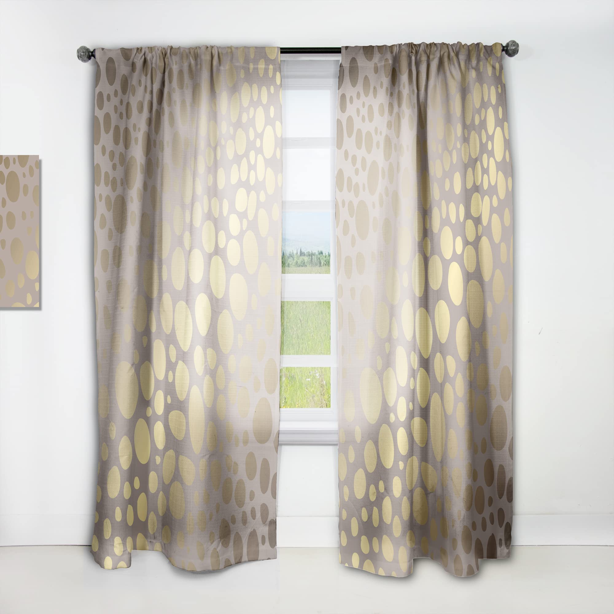 DesignQ Golden Marble Thermal Insulated Curtains - Single Panel 52x95 Inch - Elegant Drapes for Bedroom & Living Room - Perfect for Home Decor, Light Blocking & Energy Saving