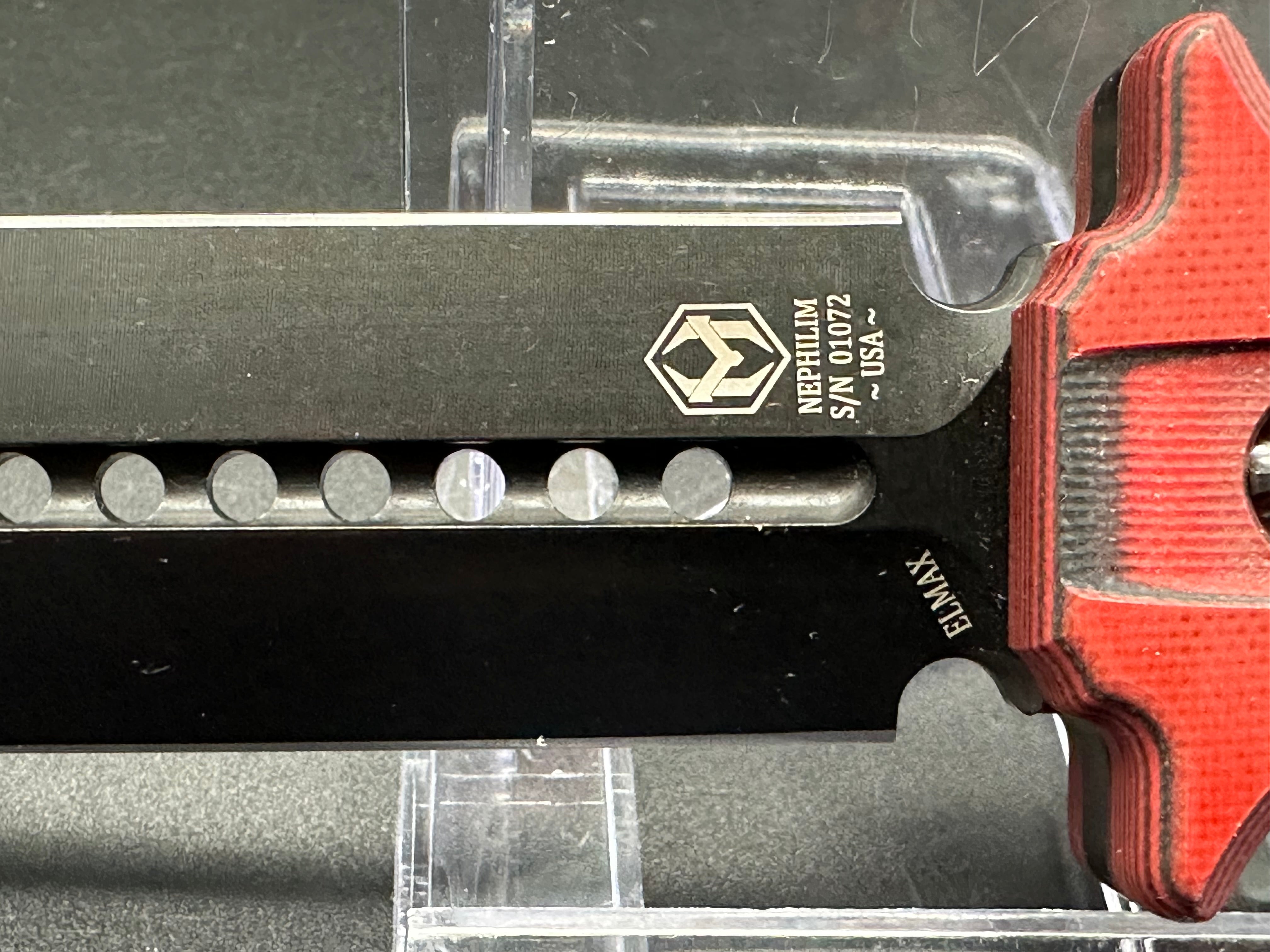 Heretic Knives Nephilim Folding Knife - Red/Black G10 Handle, D2 Steel Blade - EDC, Camping, Hunting, Outdoor Survival Gear