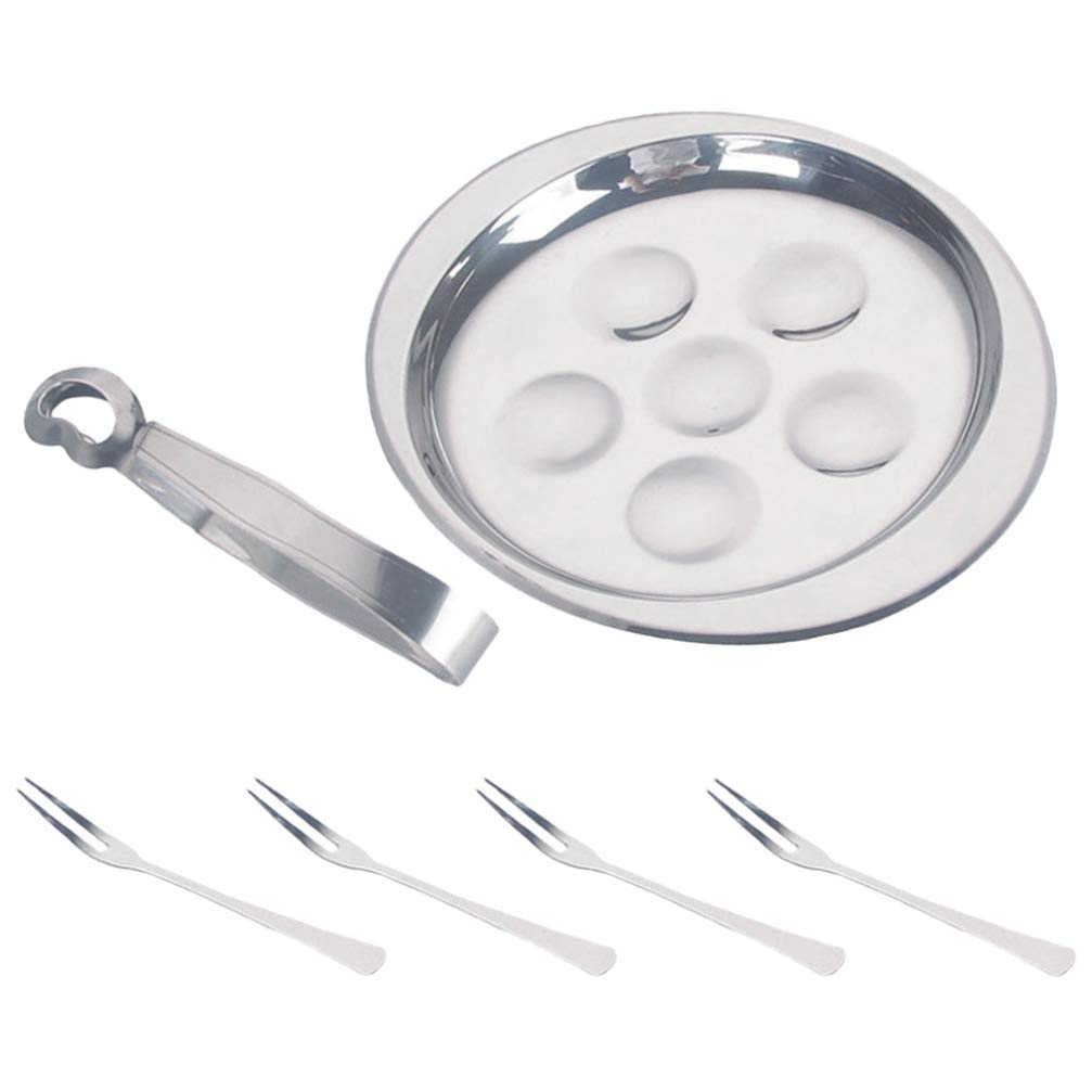 Premium Escargot Plate Set - 6-Piece Snail Serving Dish with Tongs, Elegant French Cuisine Tableware for Baking & Serving Escargot - Perfect for Fine Dining, Dinner Parties & Gourmet Restaurants