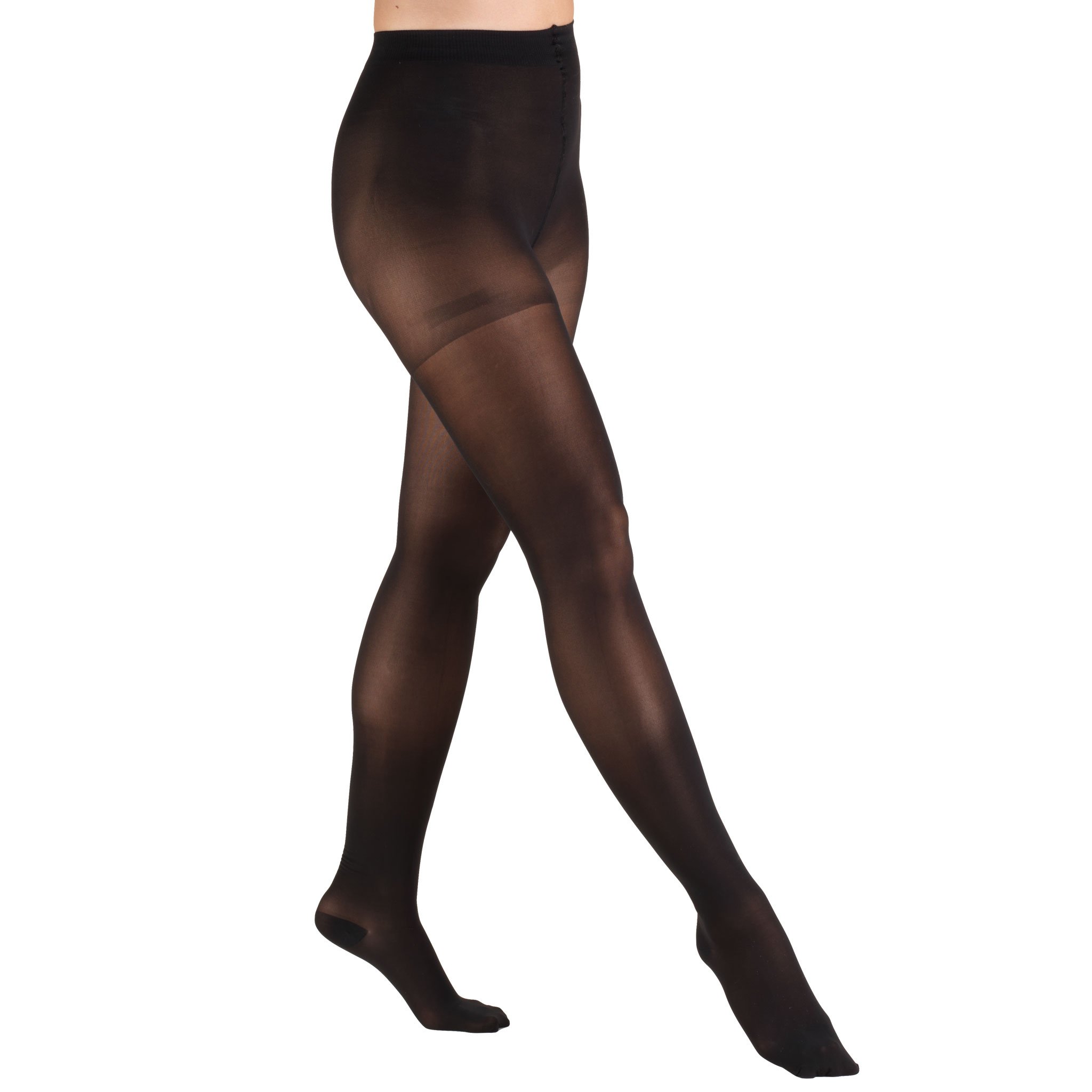 Truform Sheer Compression Pantyhose 20-30 mmHg - Women's Shaping Tights 20 Denier Black Large - Perfect for Varicose Vein Relief, Travel & Everyday Comfort