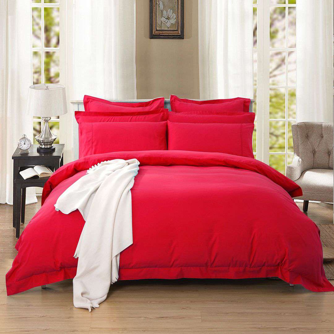 1000 Thread Count Double Size Red Duvet Cover Set - Luxury Soft Bedding for Master Bedroom, Guest Room & Dormitory