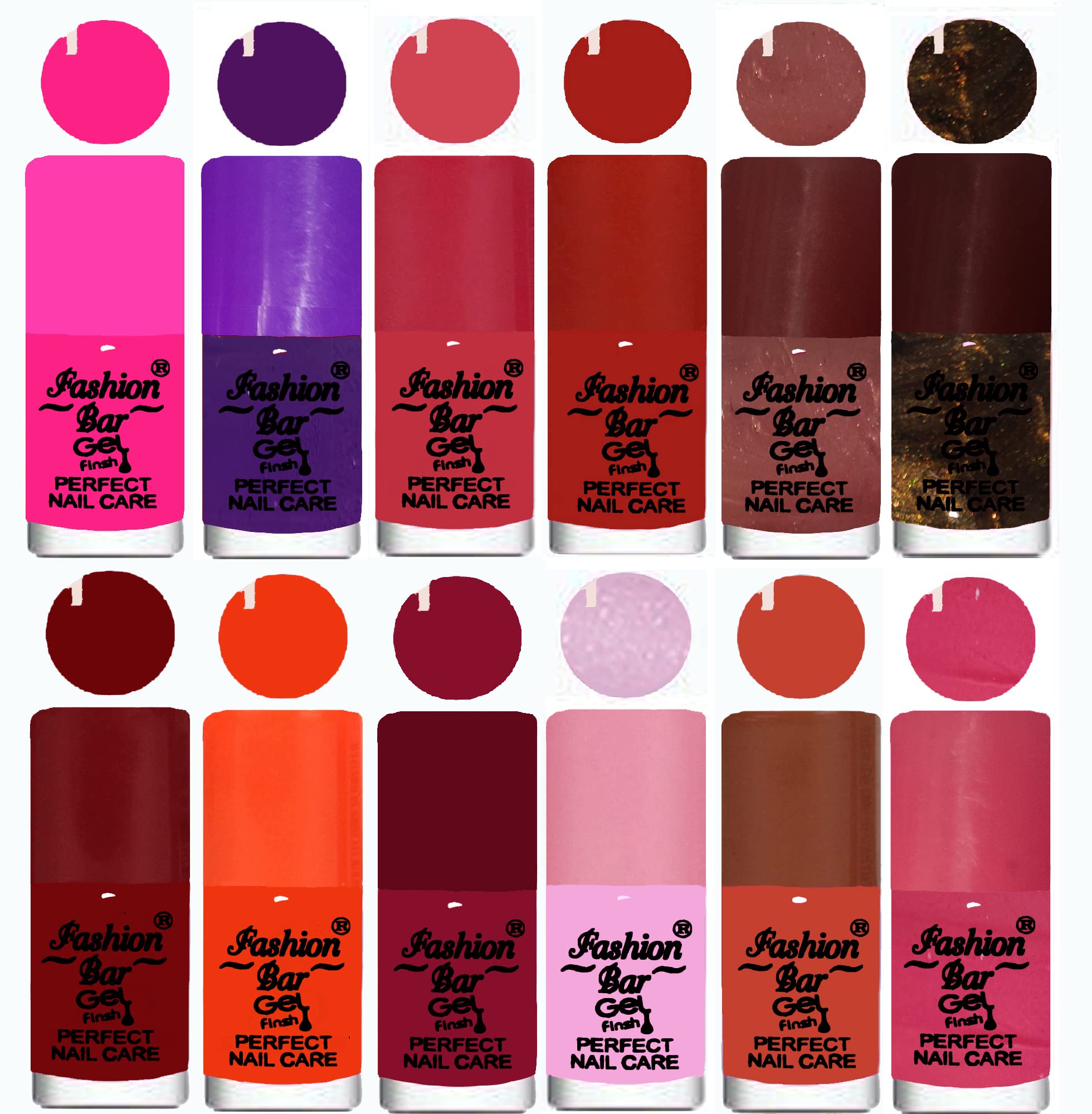 12-Piece Fashion Bar Gel Finish Nail Polish Set - Long Lasting Shine, Non-Toxic Formula - Perfect for Home Manicures, Nail Salons & Gift Giving