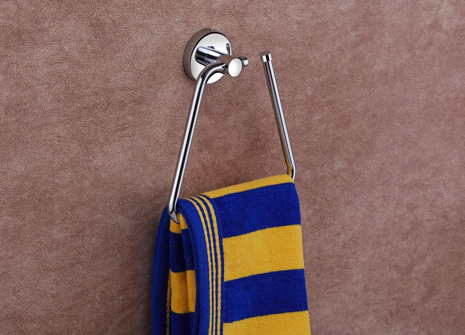 Elexa Chrome Finish Triangle Towel Ring - Modern Bathroom Towel Holder & Napkin Ring - Silver Chrome Hanger for Kitchen & Bathroom Decor
