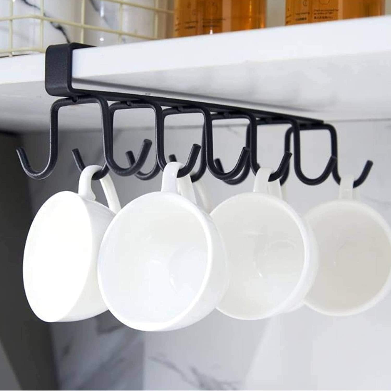 Boniry 12-Hook Double Row Kitchen Organizer - Heavy Duty Metal Hanging Hooks for Coffee Mugs, Tea Cups, Towels & Utensils | Space Saving Storage Solution for Pantry, Office & Home Organization (Perfect for Small Kitchens & Dorm Rooms)