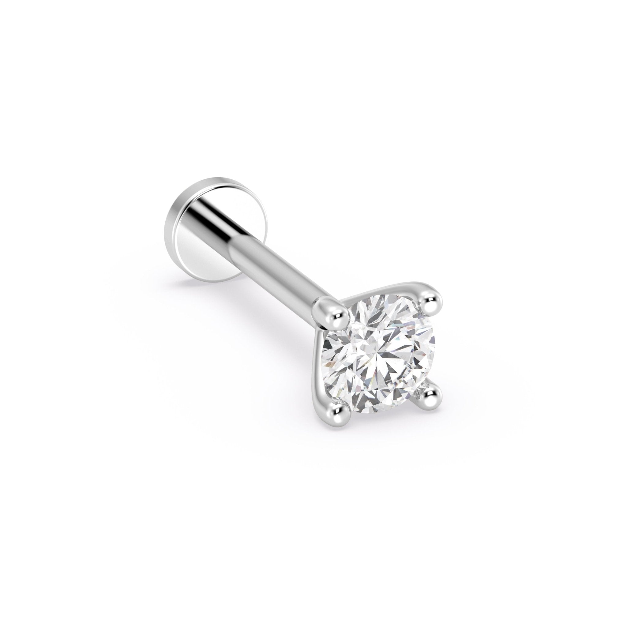 14K White Gold Diamond Threaded Flat Back Stud Earrings for Women - Perfect for Everyday Wear, Parties & Special Occasions