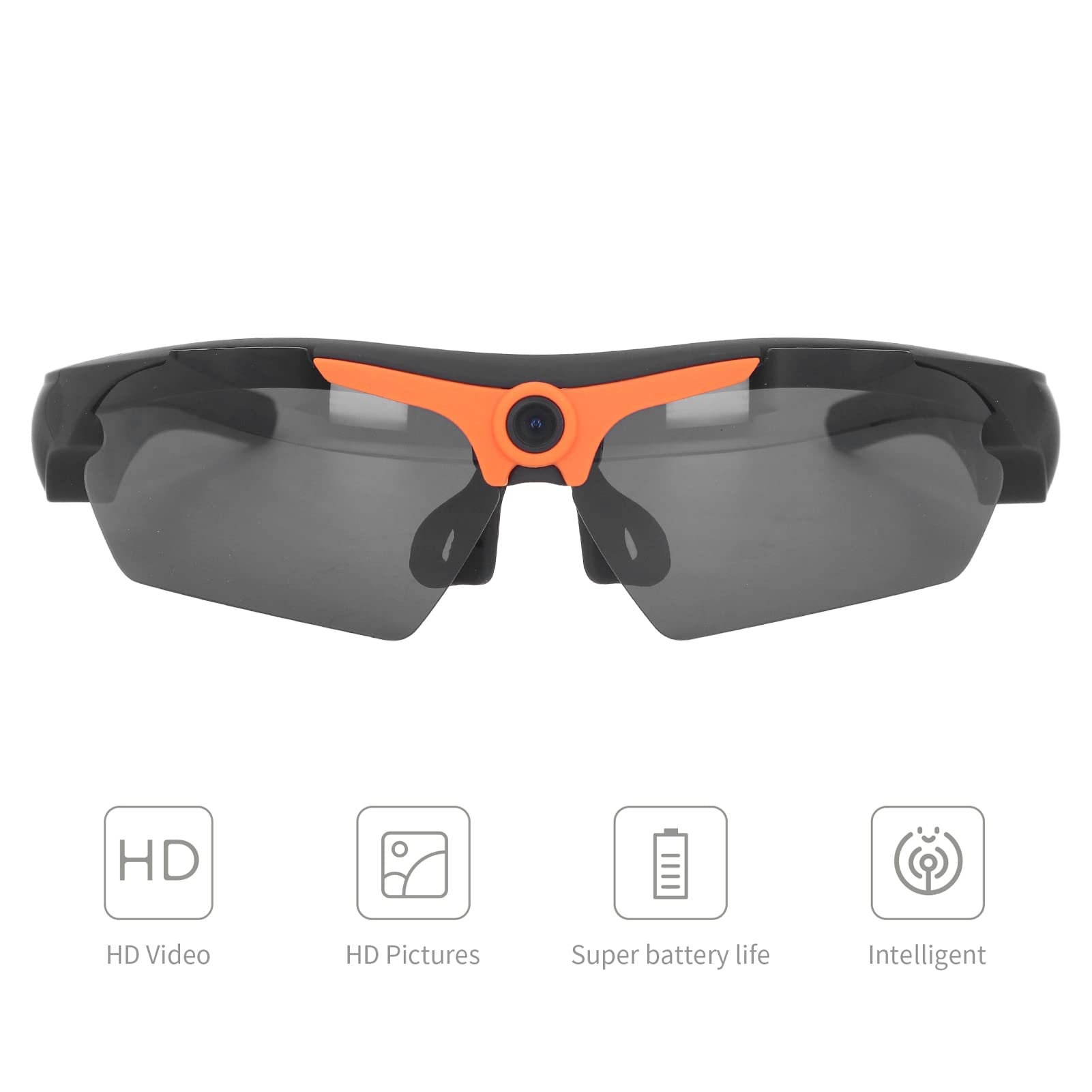 1080P HD Video Recording Camera Glasses with 256GB Support - Orange Sports Sunglasses for Cycling, Driving, Hiking, Fishing & Hunting | Hands-Free Action Camera for Outdoor Adventures