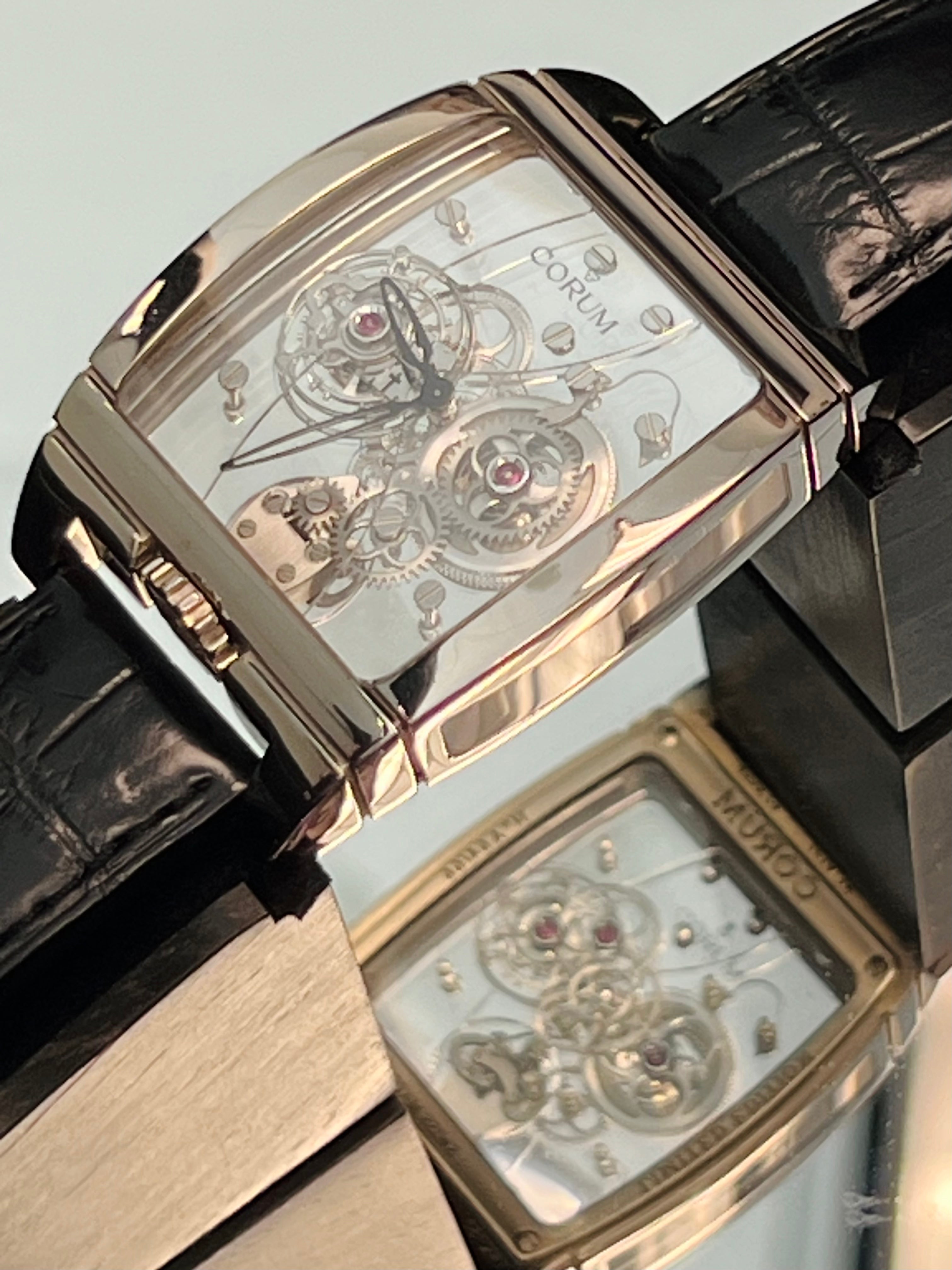 Corum Panoramique Tourbillon 18K White Gold Men's Luxury Watch - Perfect for Formal Events, Business Meetings & Collector's Showcase