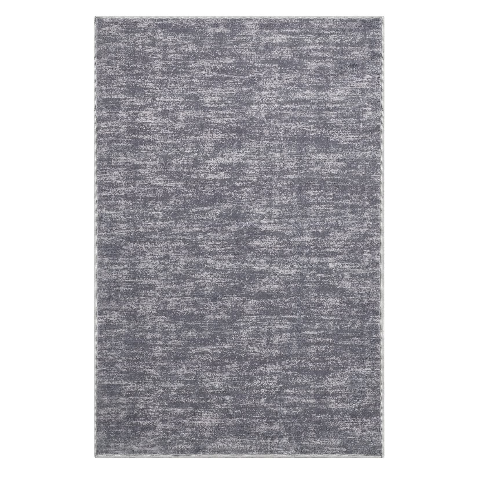 8x10 Washable Non-Slip Low Pile Modern Solid Area Rug - Grey Contemporary Living Room Carpet for Bedroom, Home Decor | Perfect for Boho Style Spaces & High-Traffic Areas