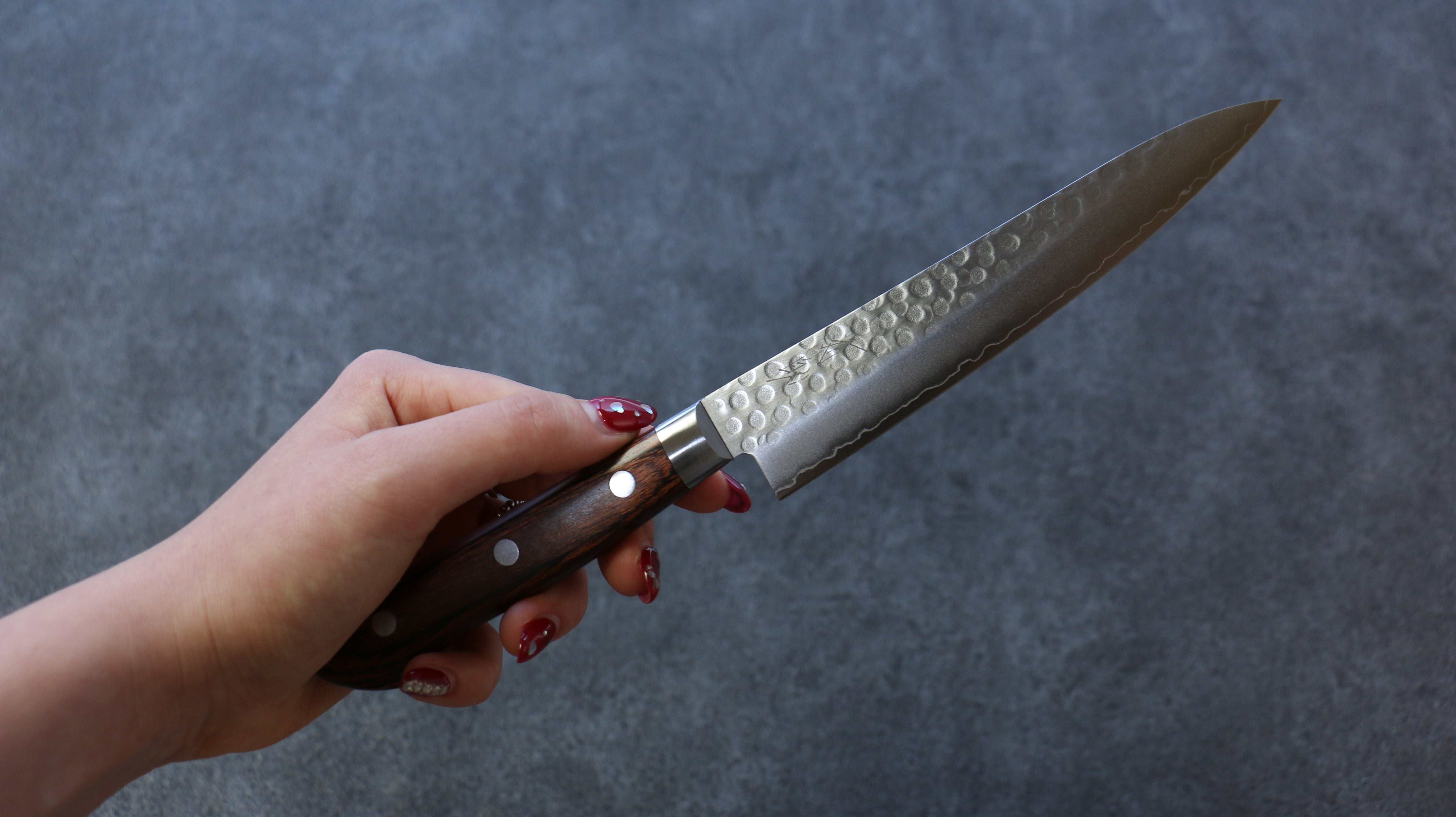 Premium Seisuke Swedish Steel Hammered Petty Utility Knife 150mm - Razor Sharp Japanese Kitchen Knife with Mahogany Handle for Slicing, Dicing & Precision Cutting - Perfect for Chefs & Home Cooks
