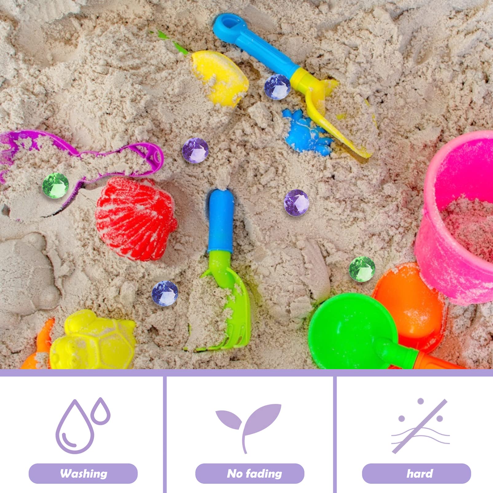 Colorful Plastic Gemstones for Kids - Pirate Diving Toys & Swimming Pool Underwater Gems - Summer Pool Party, Treasure Hunt, and Craft Activities for Children