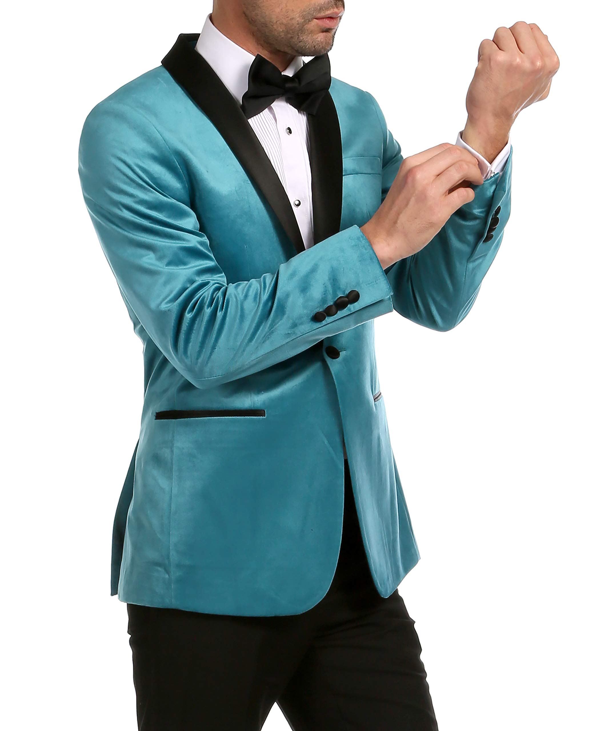 Men's Velvet Blazer - Single Button Wedding Tuxedo Jacket with Shawl Satin Lapel for Formal Events, Evening Wear & Dinner Parties | Perfect for Weddings, Proms & Black Tie Occasions