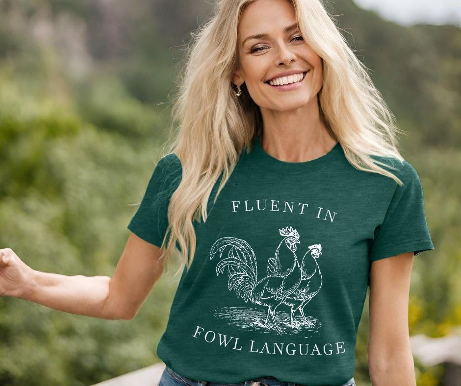 Funny Chicken Lovers T-Shirt for Women - Cute Farm Animal Graphic Tee - Perfect Gift for Chicken Moms & Poultry Enthusiasts - Great for Farm Visits, Backyard Chicken Keeping & Casual Wear