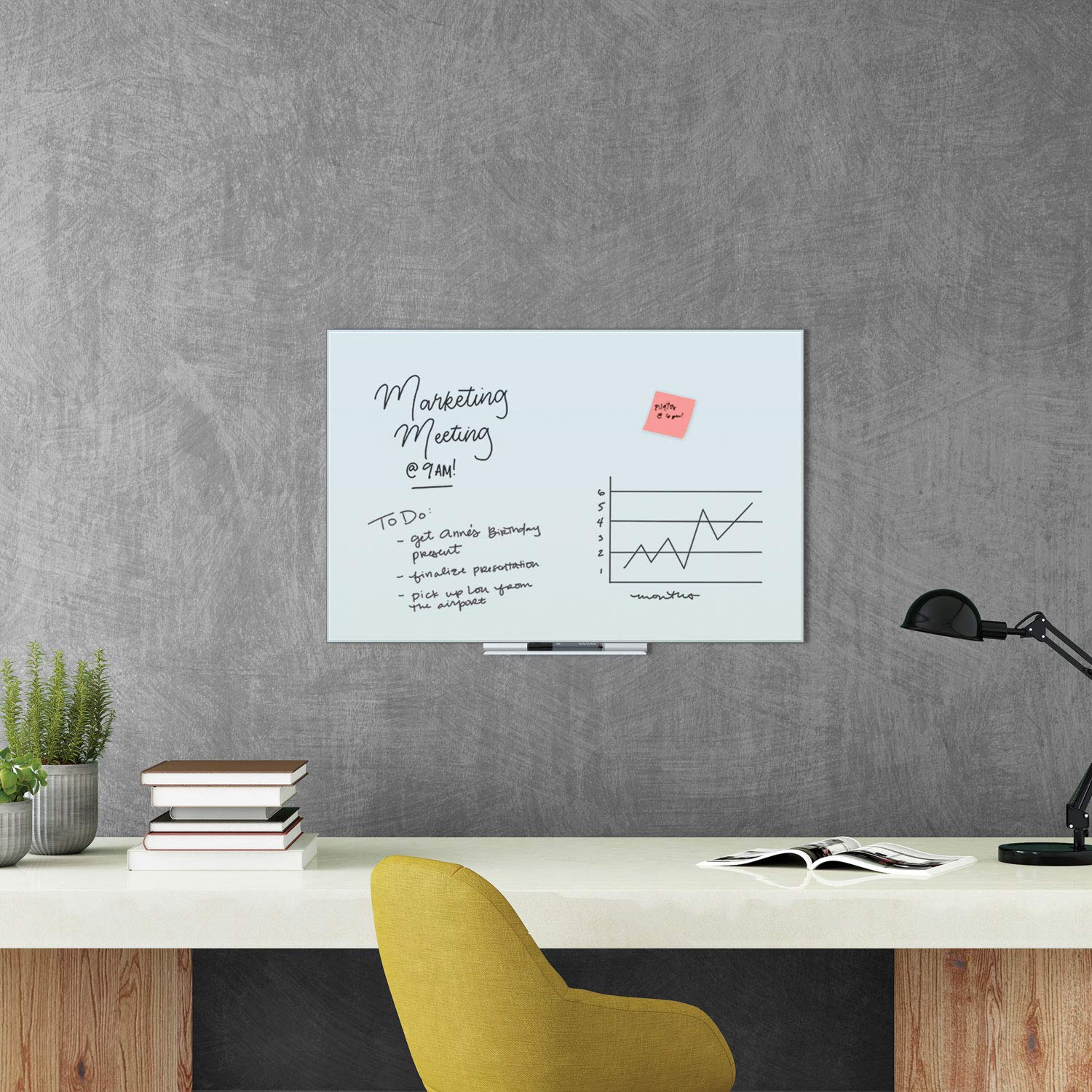 U Brands 3975U00-01 Floating Glass Dry Erase Board - 36