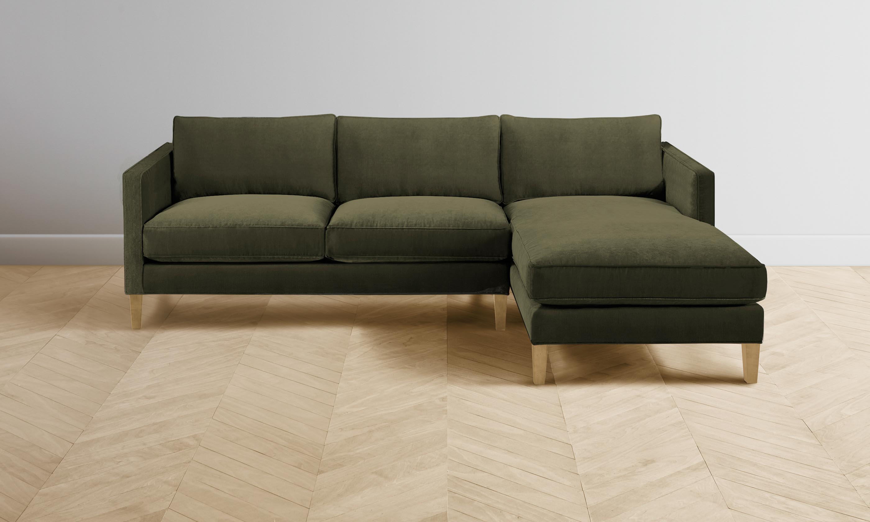 Crosby Sectional Sofa - Performance Velvet Upholstery in Olive Green | Modern Living Room Furniture for Comfort & Style