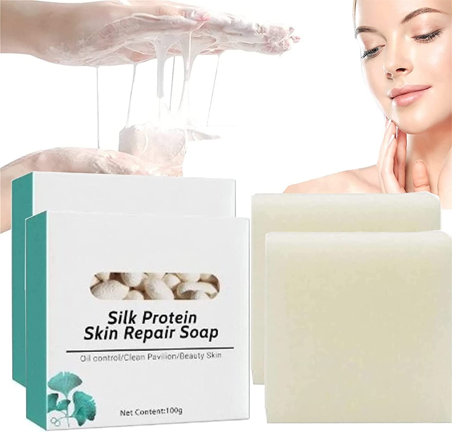 Skinferm Collagen & Goat Milk Whitening Soap with Silk Protein - Acne Treatment & Anti-Cellulite Body Soap for Skin Repair & Brightening - Firming Facial & Body Cleanser (2 Pack) - Perfect for Daily Skincare Routine & Spa Treatment