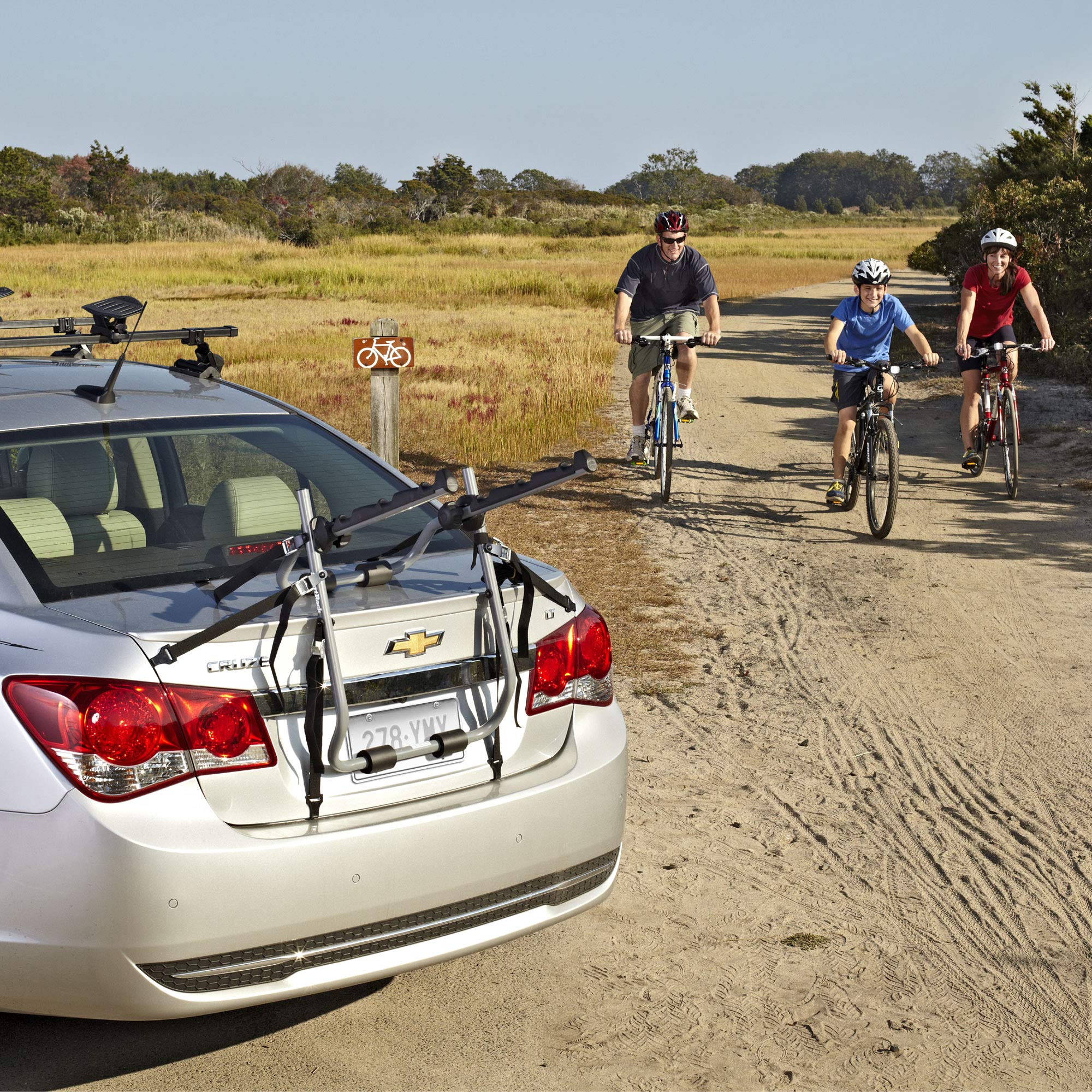 SportRack Back Up 3 Bike Trunk Mount Rack - Heavy Duty Bicycle Carrier for Cars, SUVs & Minivans - Perfect for Road Trips, Camping & Outdoor Adventures