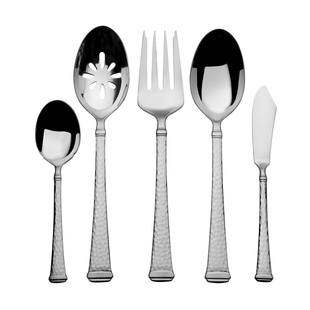 Premium Harmony Hammered 65-Piece Stainless Steel Flatware Set - Service for 12 - Elegant Dining Utensils for Dinner Parties, Weddings & Holiday Gatherings