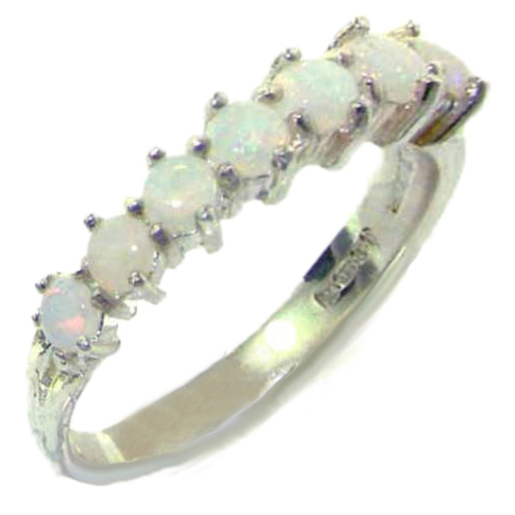 925 Sterling Silver Genuine Opal Women's Eternity Ring - Elegant Stackable Band for Wedding, Anniversary & Everyday Jewelry