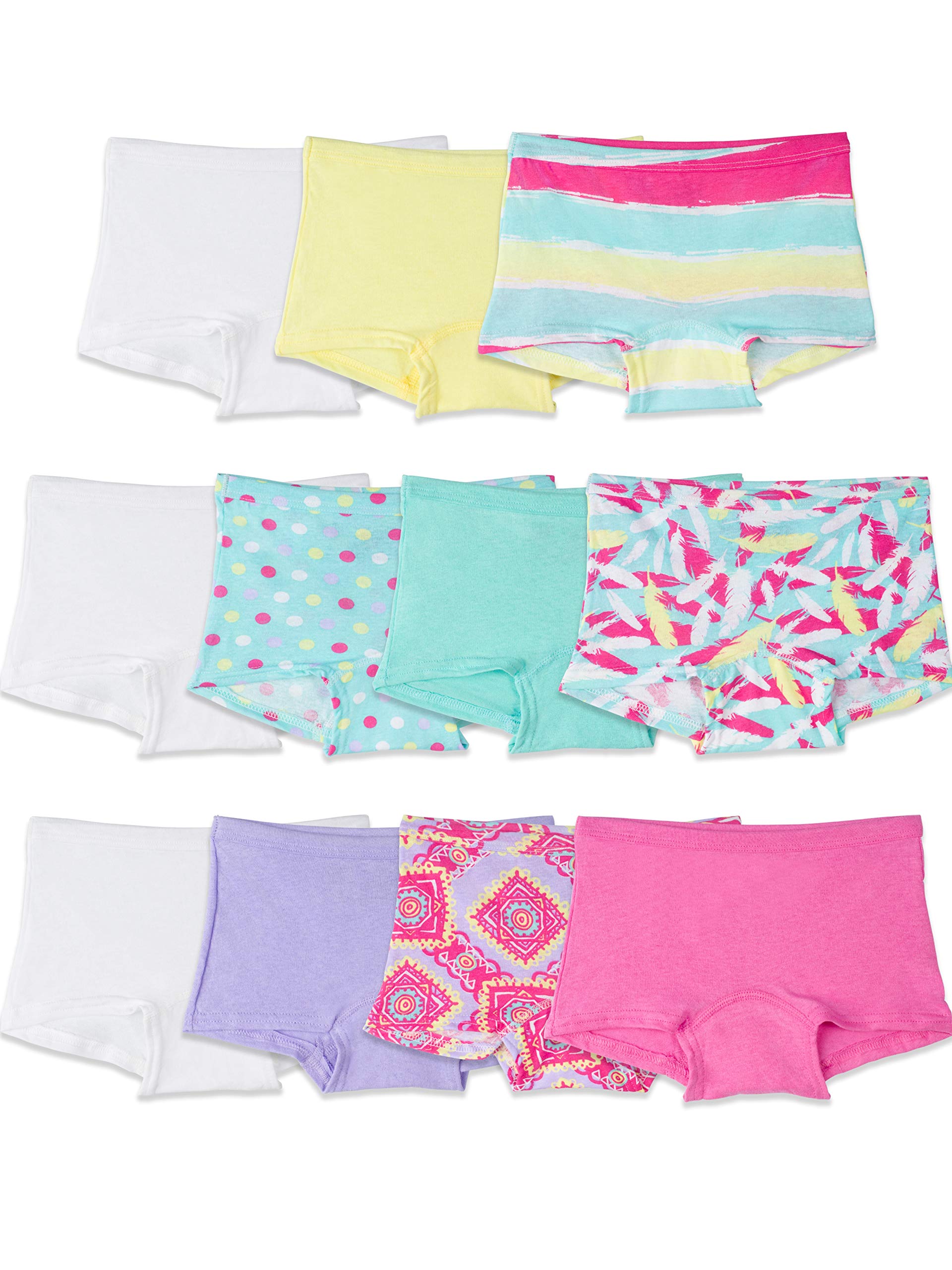 Fruit of the Loom Girls' Cotton Boyshort Underwear 6-Pack - Soft Breathable Panties for Kids & Teens - Perfect for School, Sports & Everyday Comfort