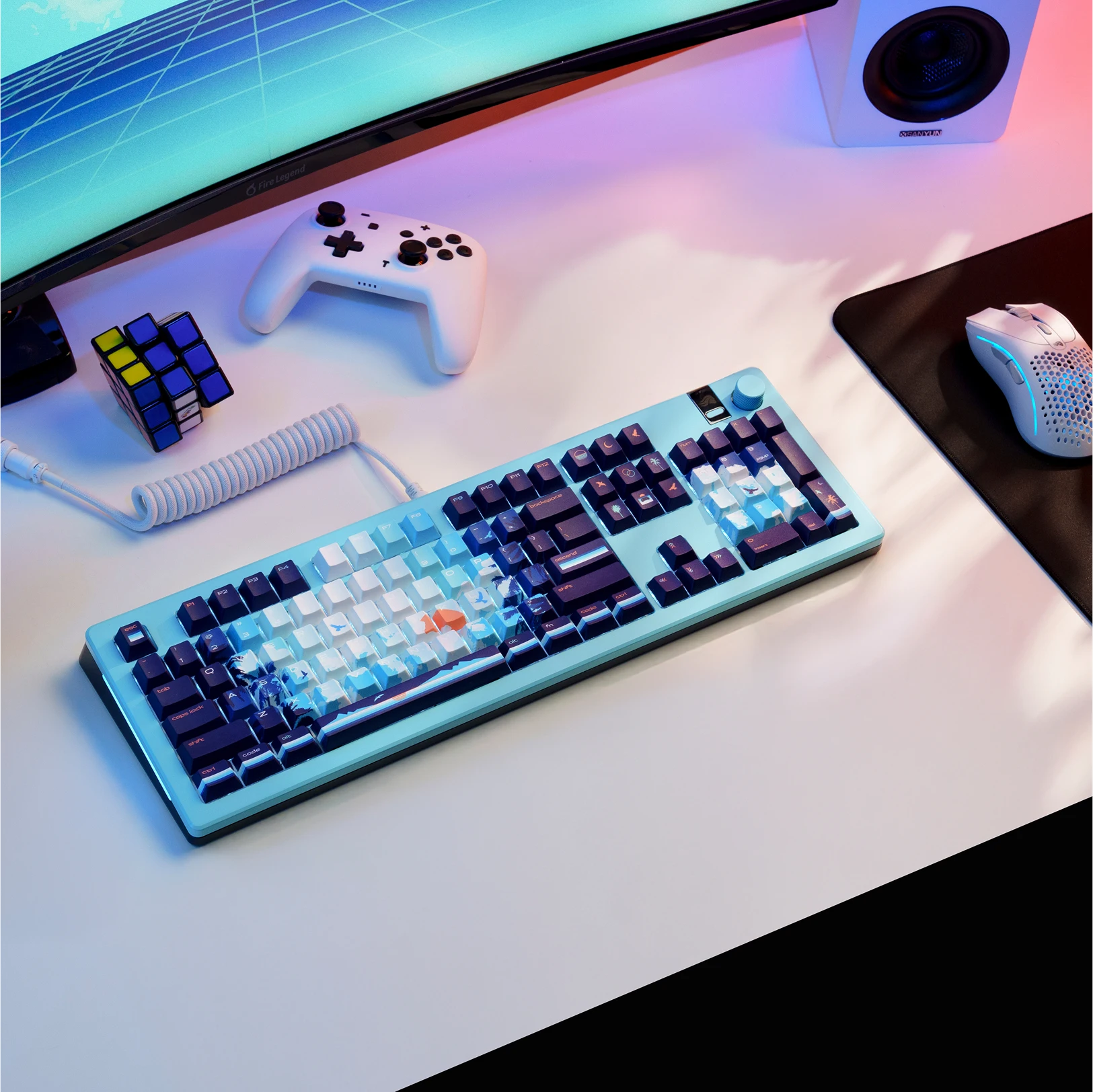 GPBT Synth Sunrise Keycaps - Premium Custom Mechanical Keyboard Keycaps for Typing & Gaming | Perfect for RGB Backlit Keyboards & Custom Builds
