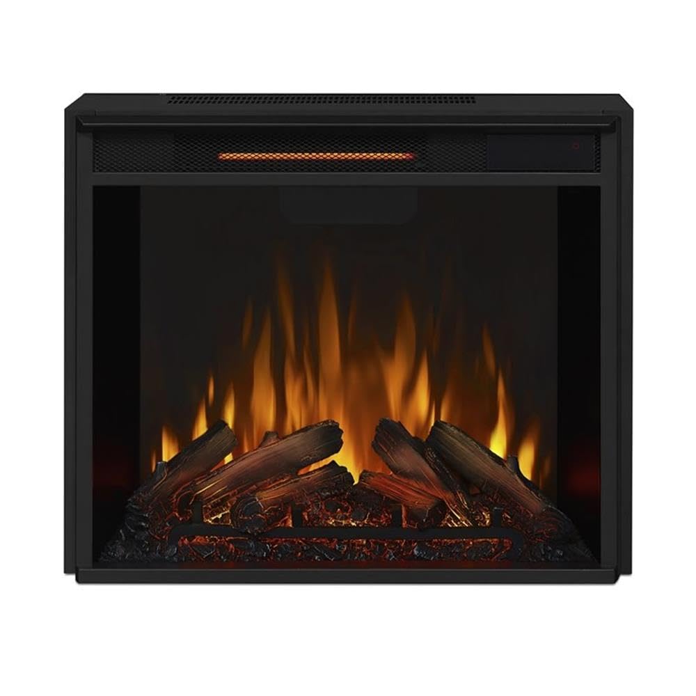 BOWERY HILL 1500W Black Electric Fireplace Heater with Remote Control, Adjustable LED Flame, Steel Firebox Mantel - Perfect for Living Room, Bedroom & Office Heating