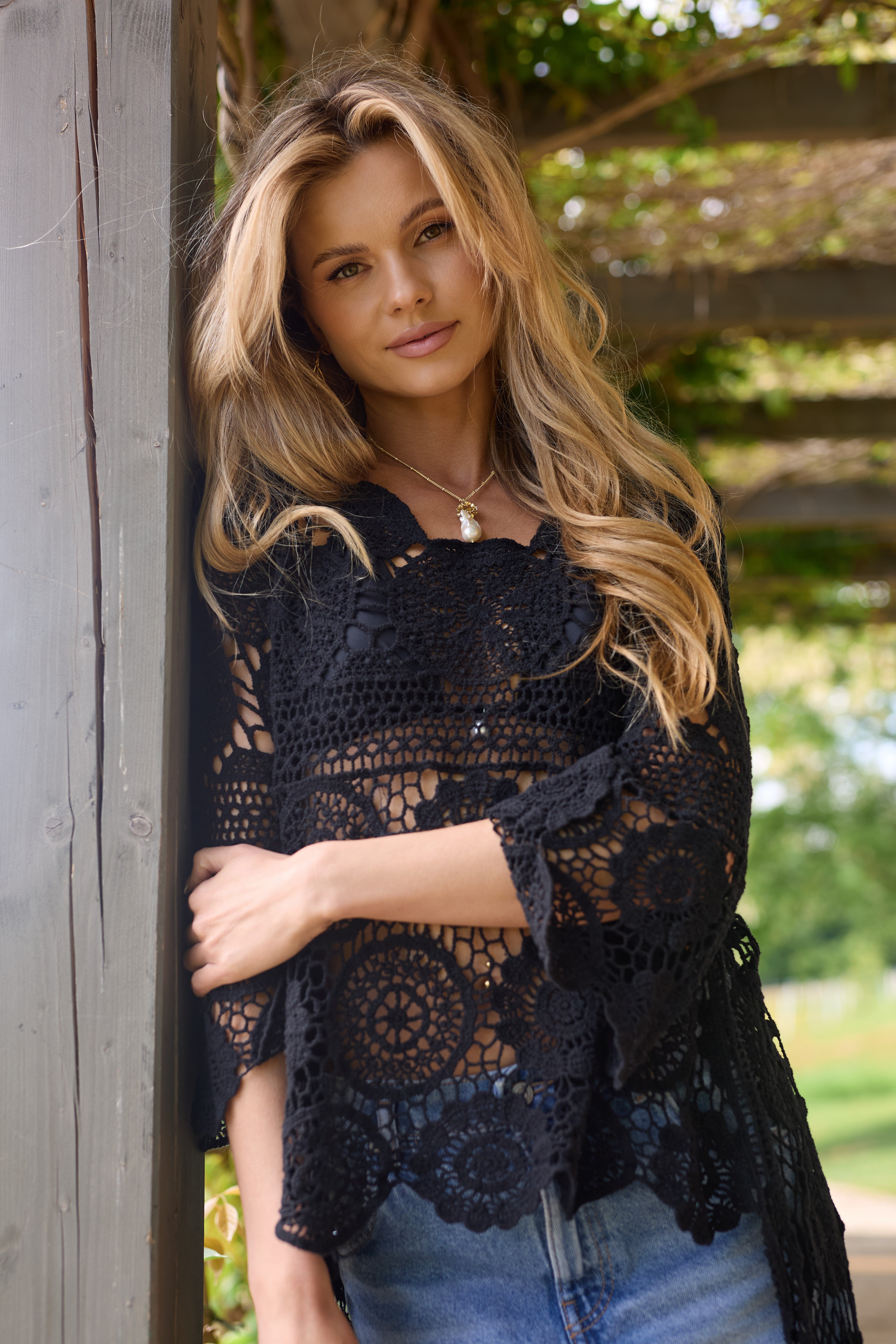 Elegant High Low Long Sleeve Crochet Cover Up - Boho Beach Dress for Women, Perfect for Summer Vacations, Pool Parties, and Resort Wear