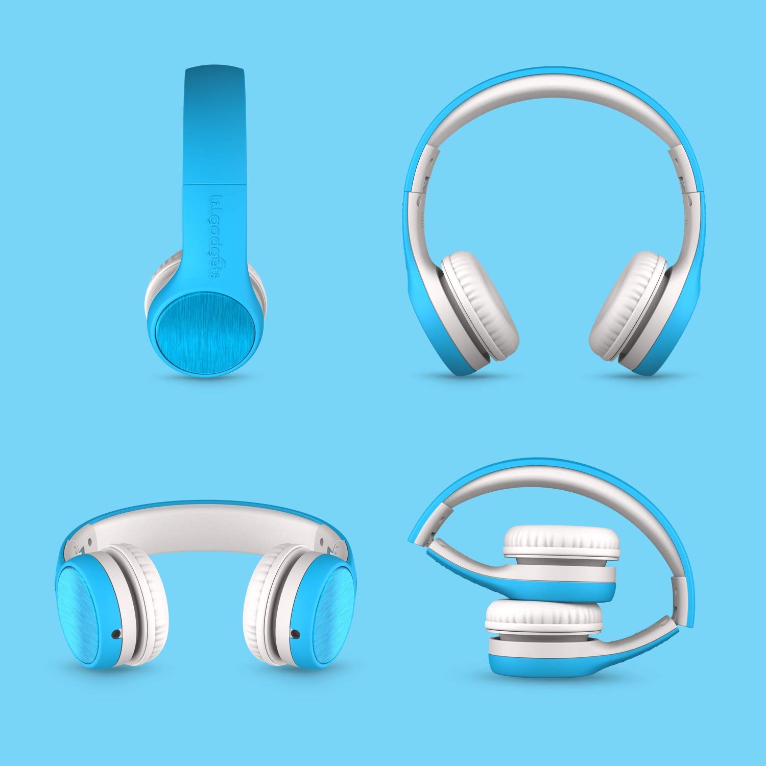 LilGadgets Connect+ Style On-Ear Kids Headphones with Microphone - SharePort Technology, SoftTouch Padding, Detachable Cable, Noise Reduction, Durable & Adjustable - Blue Headphones for Boys & Girls - Perfect for School, Travel, and Online Learning