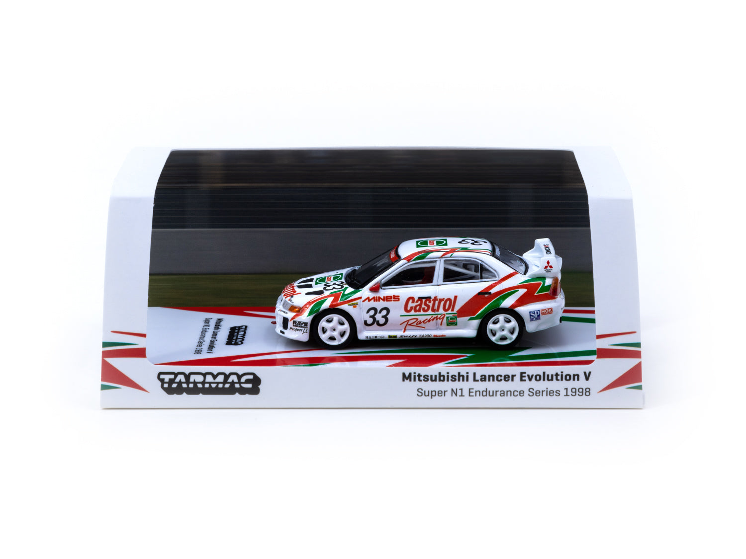 Tarmac Works 1/64 Scale Mitsubishi Lancer Evolution V Super N1 Endurance Series 1998 #33 Diecast Model Car - Perfect for Collectors, Racing Enthusiasts & Display Cases