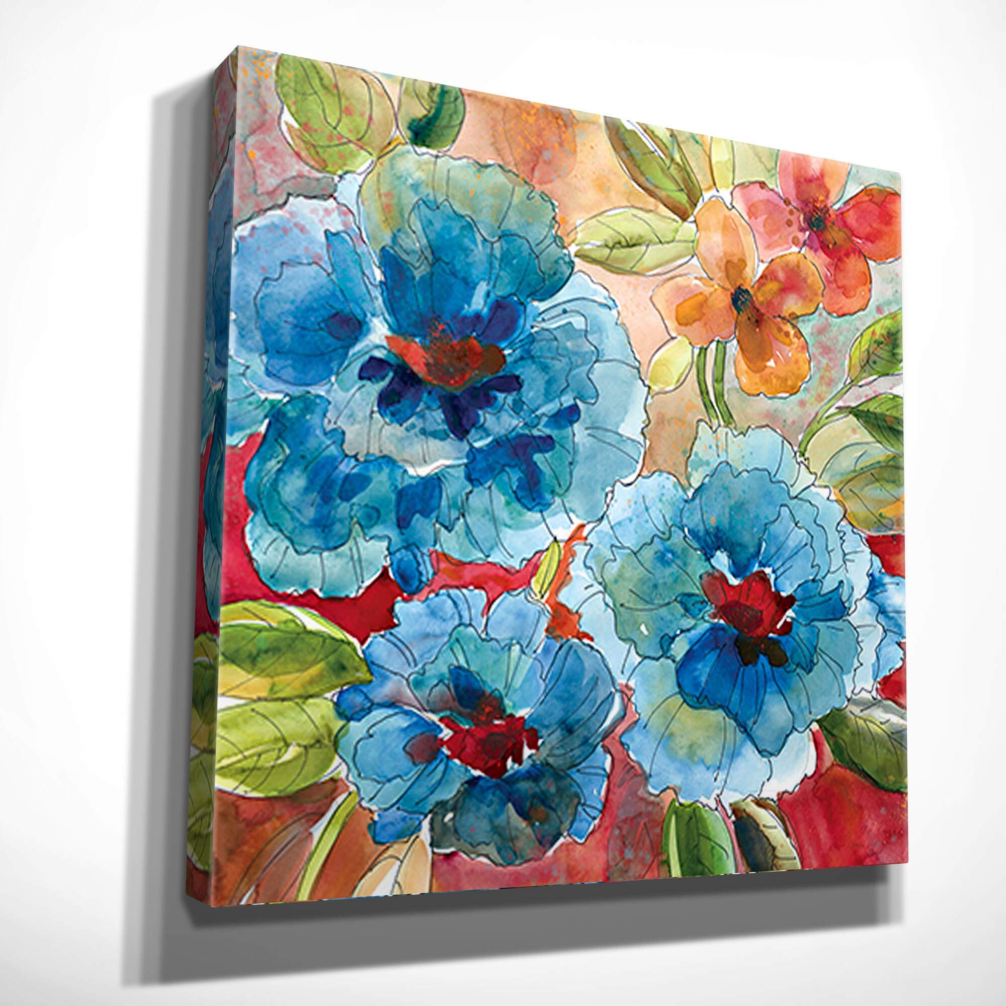 Wexford Home Gallery Wrapped Canvas Wall Art - 32x32 Inch Modern Floral Painting 'Garden Party II' by Weston Home - Perfect for Living Room, Bedroom & Office Decor