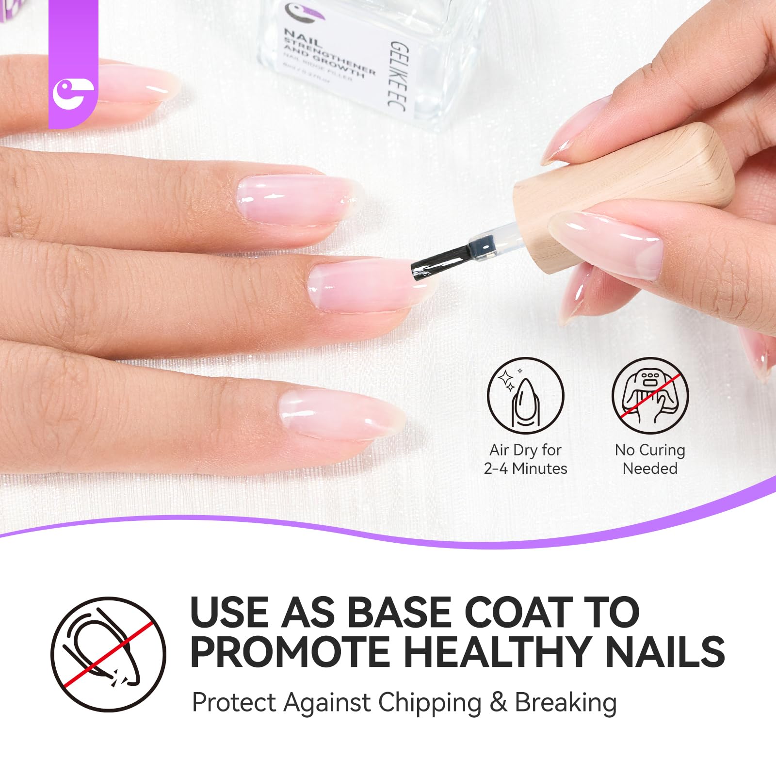 Gelike EC 8-in-1 Natural Nail Strengthener & Hardener - Extra Strong Protein Treatment for Damaged Nails Repair & Growth - Long Lasting Nail Care Oil for Weak, Brittle Nails - Perfect for Daily Use at Home or Salon