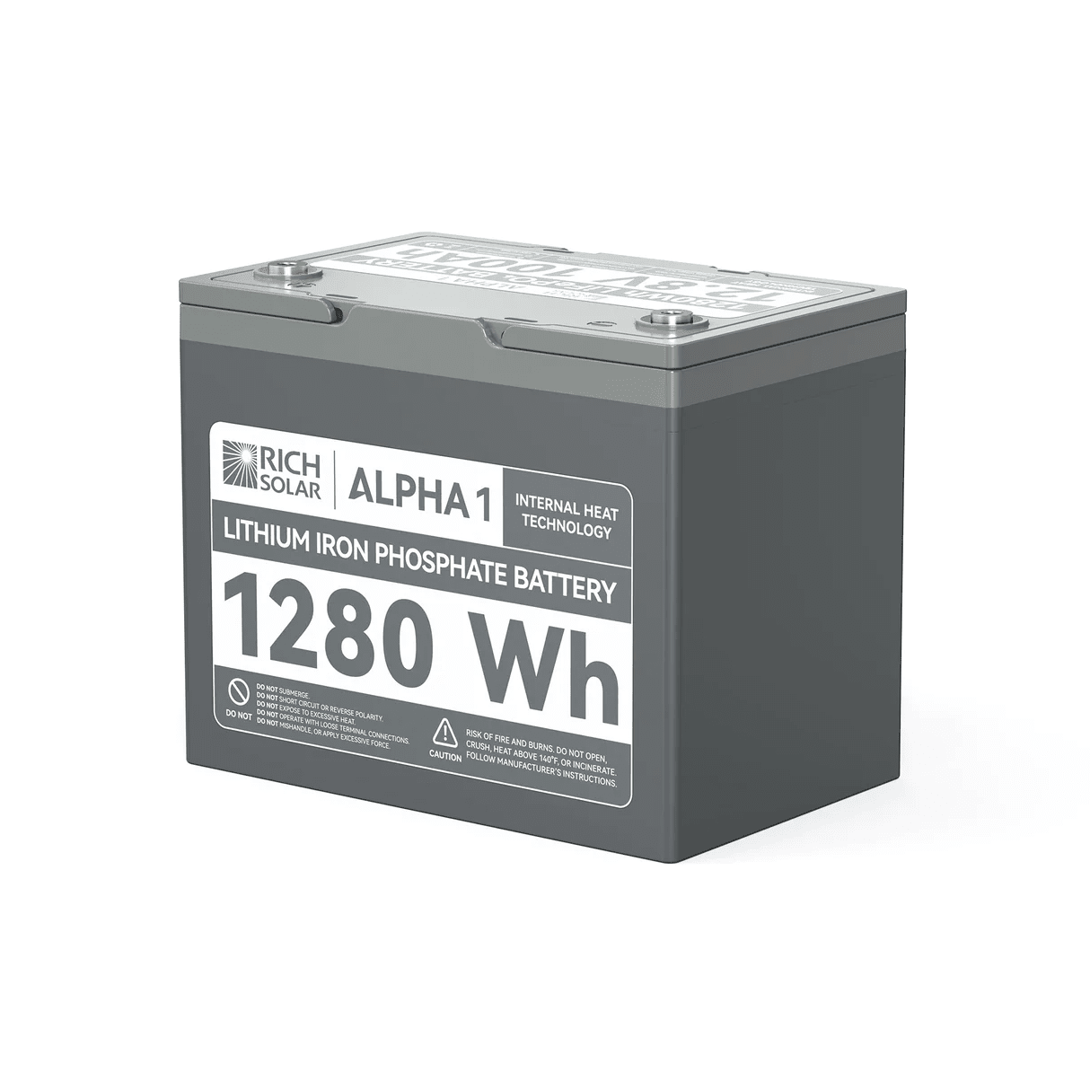 Rich Solar 12V 100Ah LiFePO4 Lithium Iron Phosphate Deep Cycle Battery with Built-in Heating & Bluetooth Monitoring | ALPHA Series (ALPHA 1, ALPHA 1 LITE, ALPHA 1 PRO) | Perfect for Solar Power Systems, RVs, Marine & Off-Grid Applications