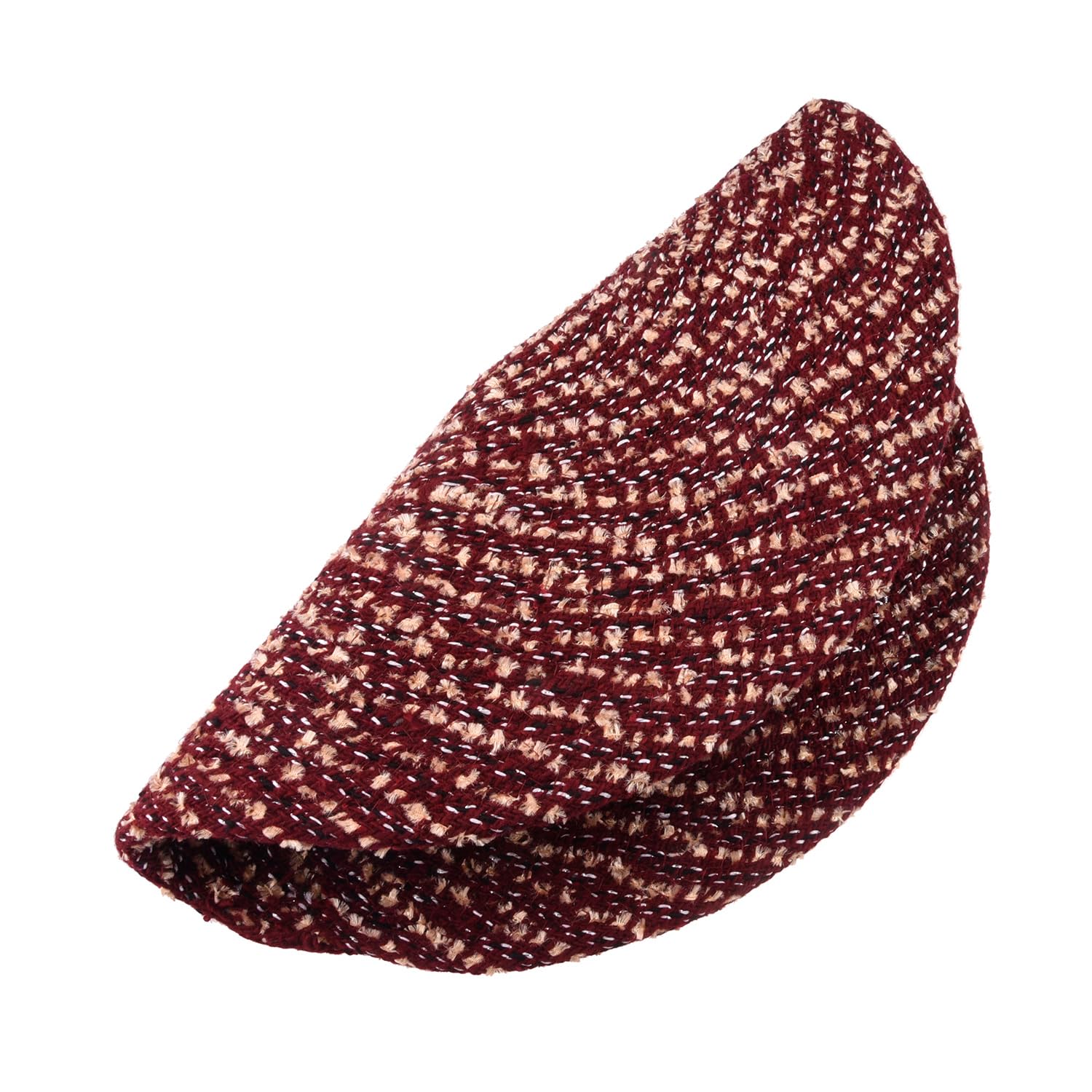 Kuber Industries 16 Inch Round Cotton Feather Table Mat - Reversible Dining & Bedside Center Table Mat for Home Decor, Small Maroon - Perfect for Coffee Tables, Nightstands, and Dining Areas