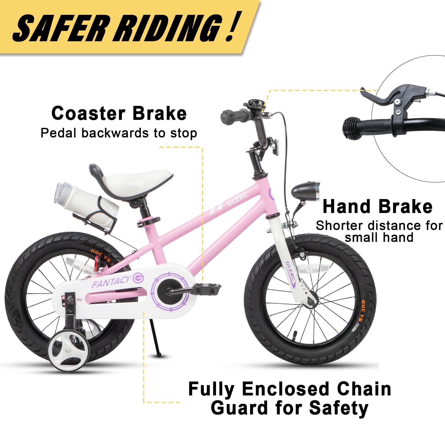 Fantasy 12 14 16 18 20 Inch Kids Bicycle for Boys & Girls Ages 2-14 Years - Adjustable Training Wheels, LED Headlight & Water Bottle Holder - Multiple Color Options - Perfect for Neighborhood Rides, Park Adventures & Learning to Ride