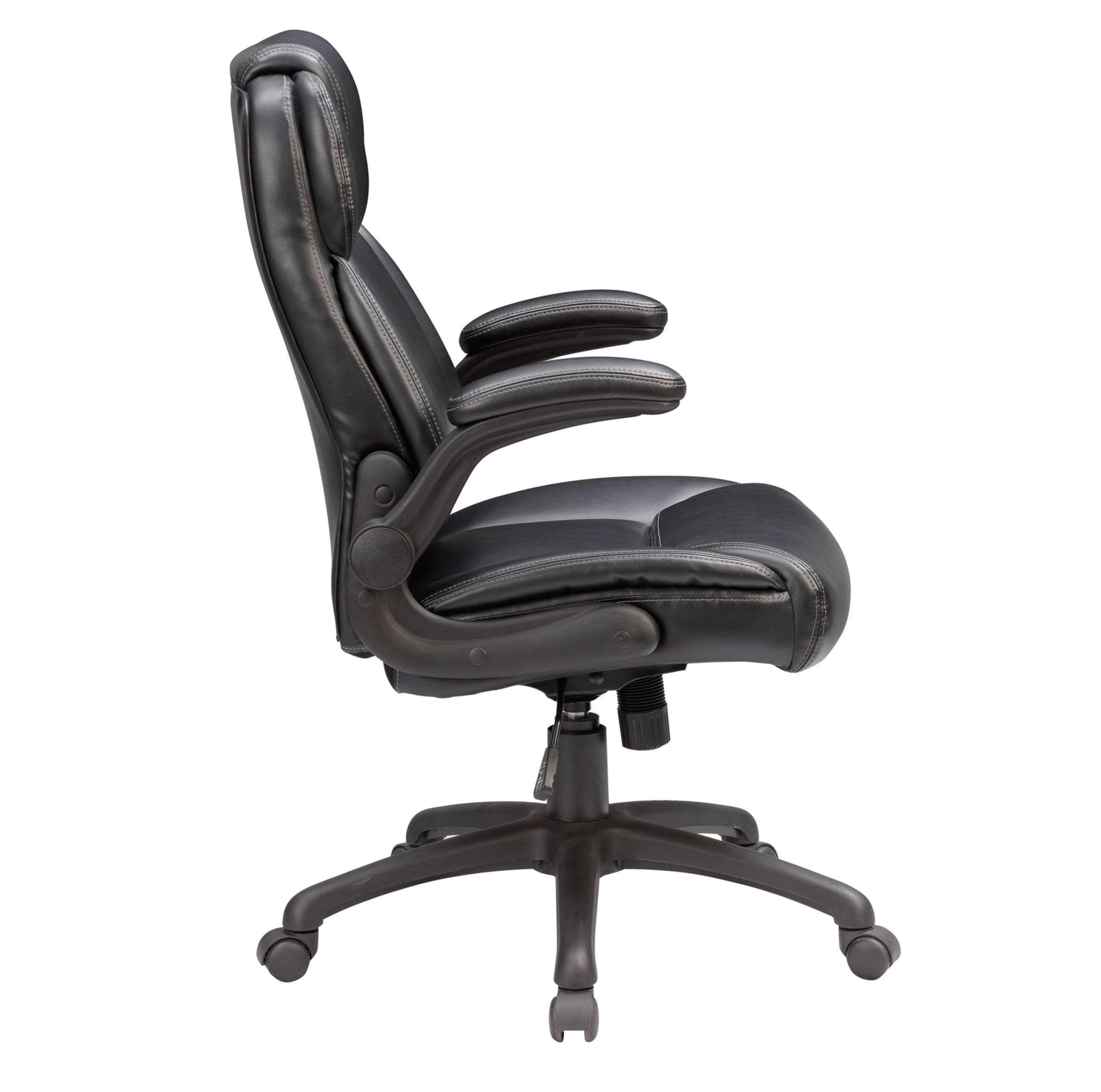 Sealy Atlas Black Bonded Leather Swivel Office Chair - Ergonomic Executive Desk Chair for Home & Office Workspace