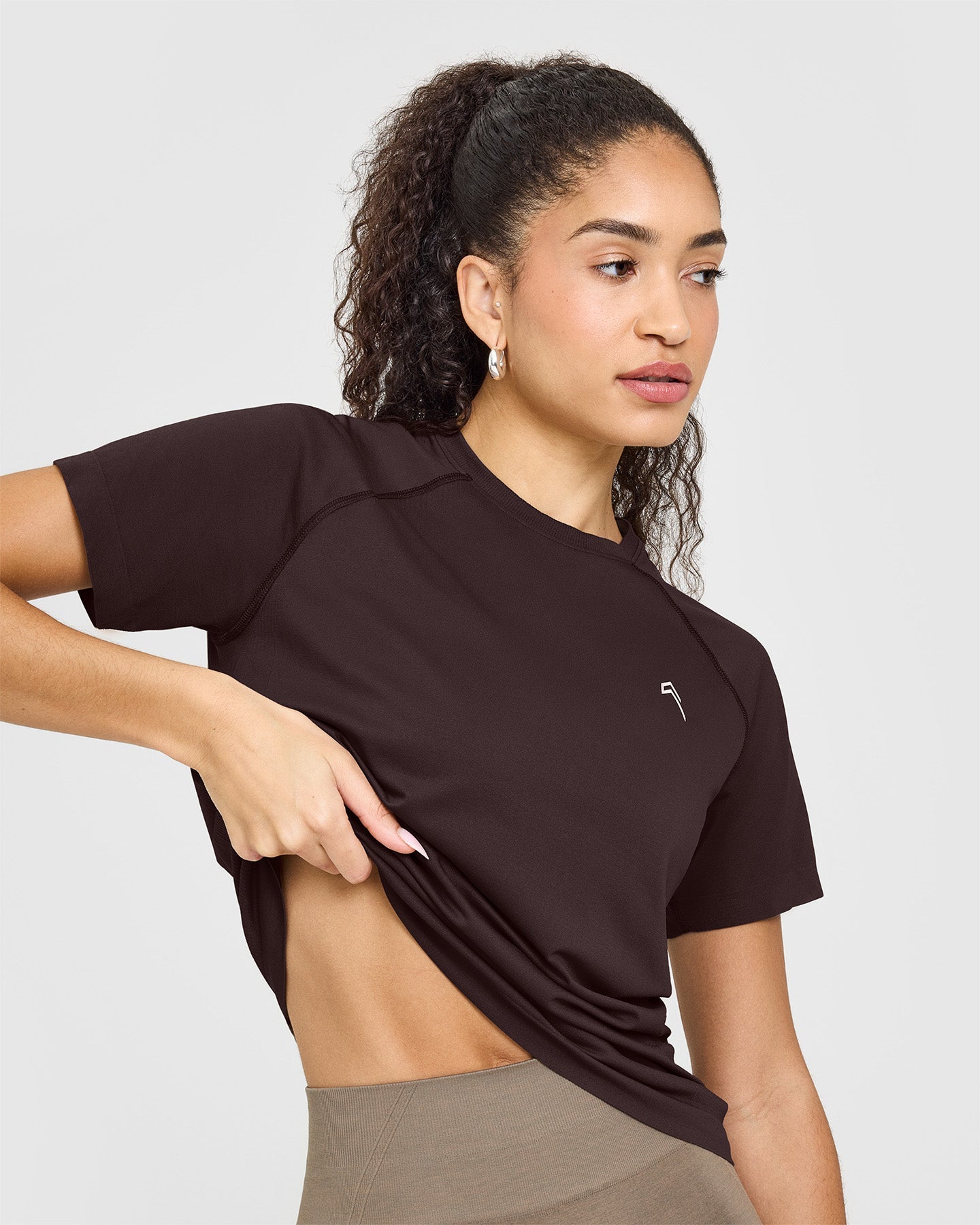 Seamless Loose Top for Women - Comfortable Plum Brown Blouse for Casual Wear, Office & Outings