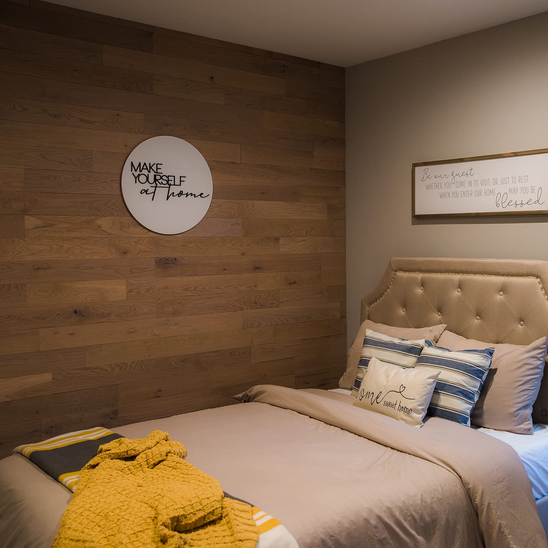 Premium Peel & Stick Wood Wall Planks - Easy DIY Accent Wall Paneling for Home Decor & Improvement - Natural Oak Wood Texture - 4