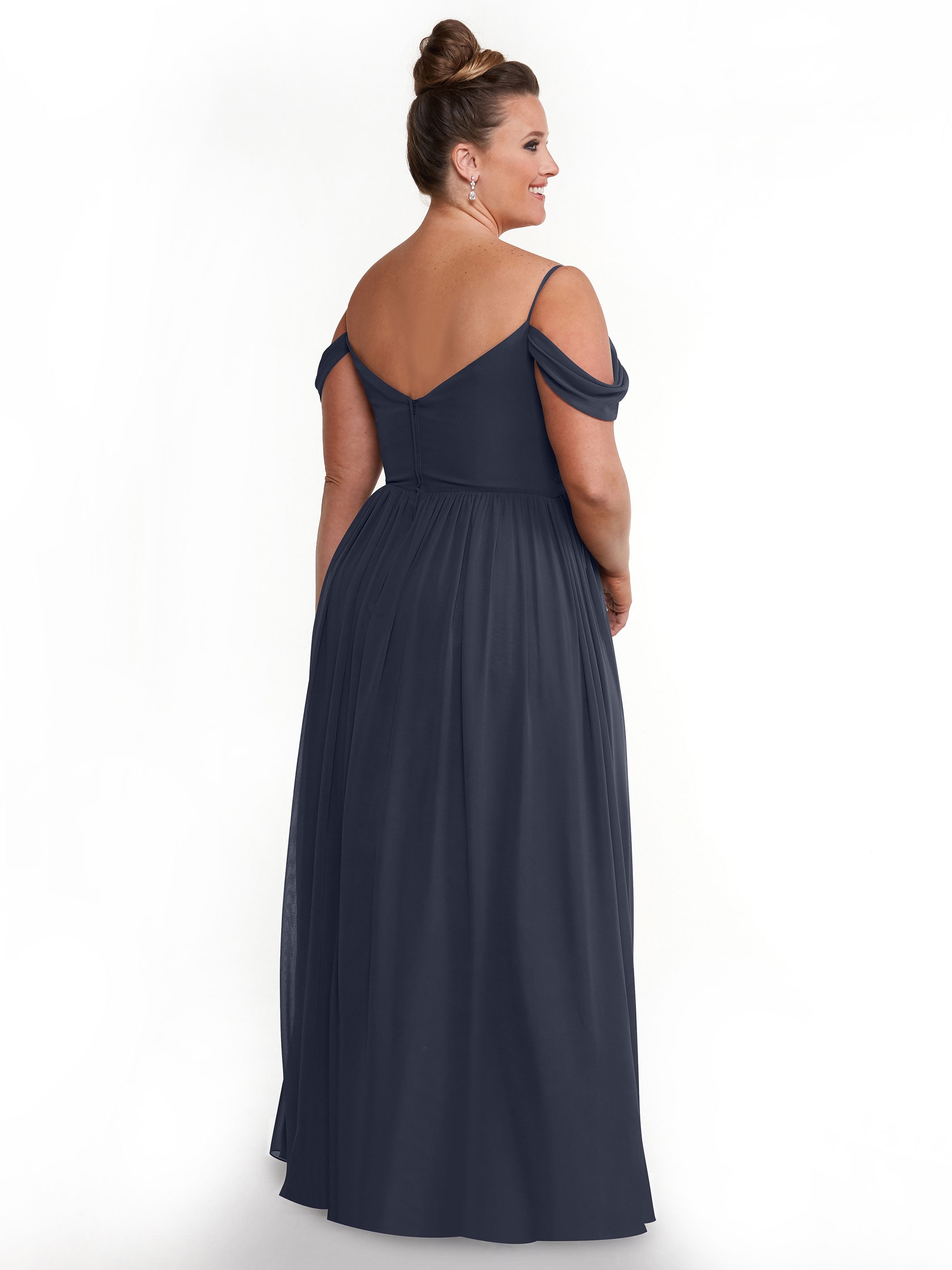 Elegant Off Shoulder Chiffon Bridesmaid Dress with Spaghetti Straps - Perfect for Weddings, Formal Events & Special Occasions