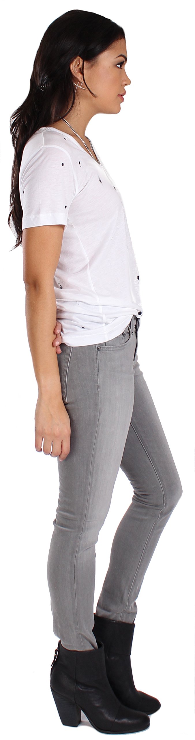 rag & bone Dre Jean in Aged Grey - Women's High-Rise Skinny Jeans (Size 25) | Distressed Denim Pants for Casual Wear & Night Out