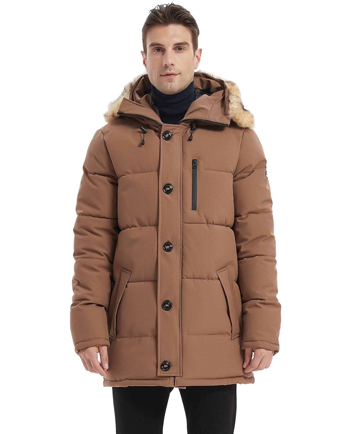 PUREMSX Men's Winter Coat - Windproof, Insulated Thick Outdoor Padded Parka Jacket for Cold Weather | Perfect for Snowboarding, Skiing & Hiking