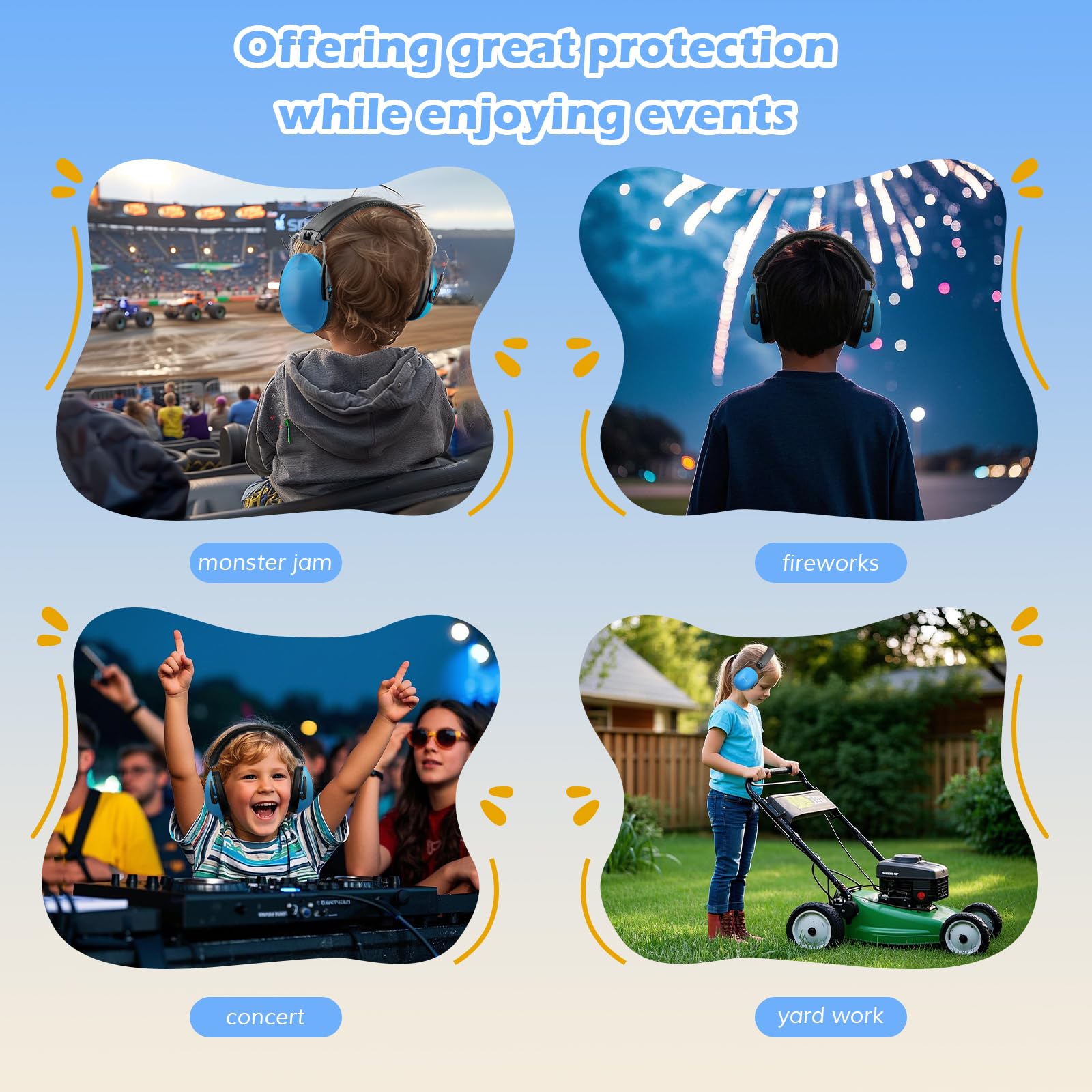 ProCase Kids Noise Cancelling Headphones with 27dB SNR, Toddler Hearing Protection Ear Muffs for Concerts, Fireworks, Air Shows & Autism Sensory Needs - Blue | Perfect for Travel, School & Loud Events