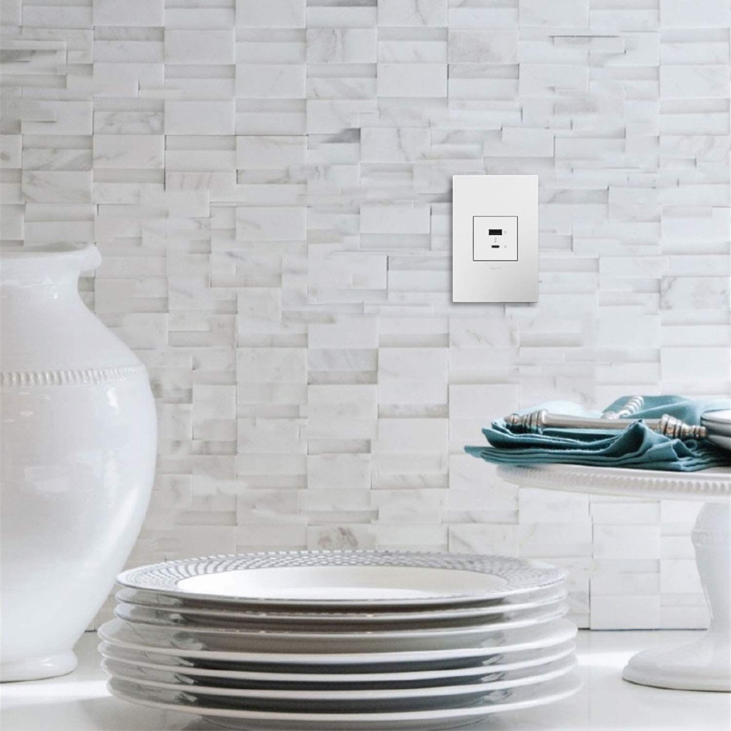 4-Pack White Full-Size Fast-Charging AC USB Outlets - ARUSB2AC6W4 - Perfect for Home, Office & Hotel Room Charging Stations